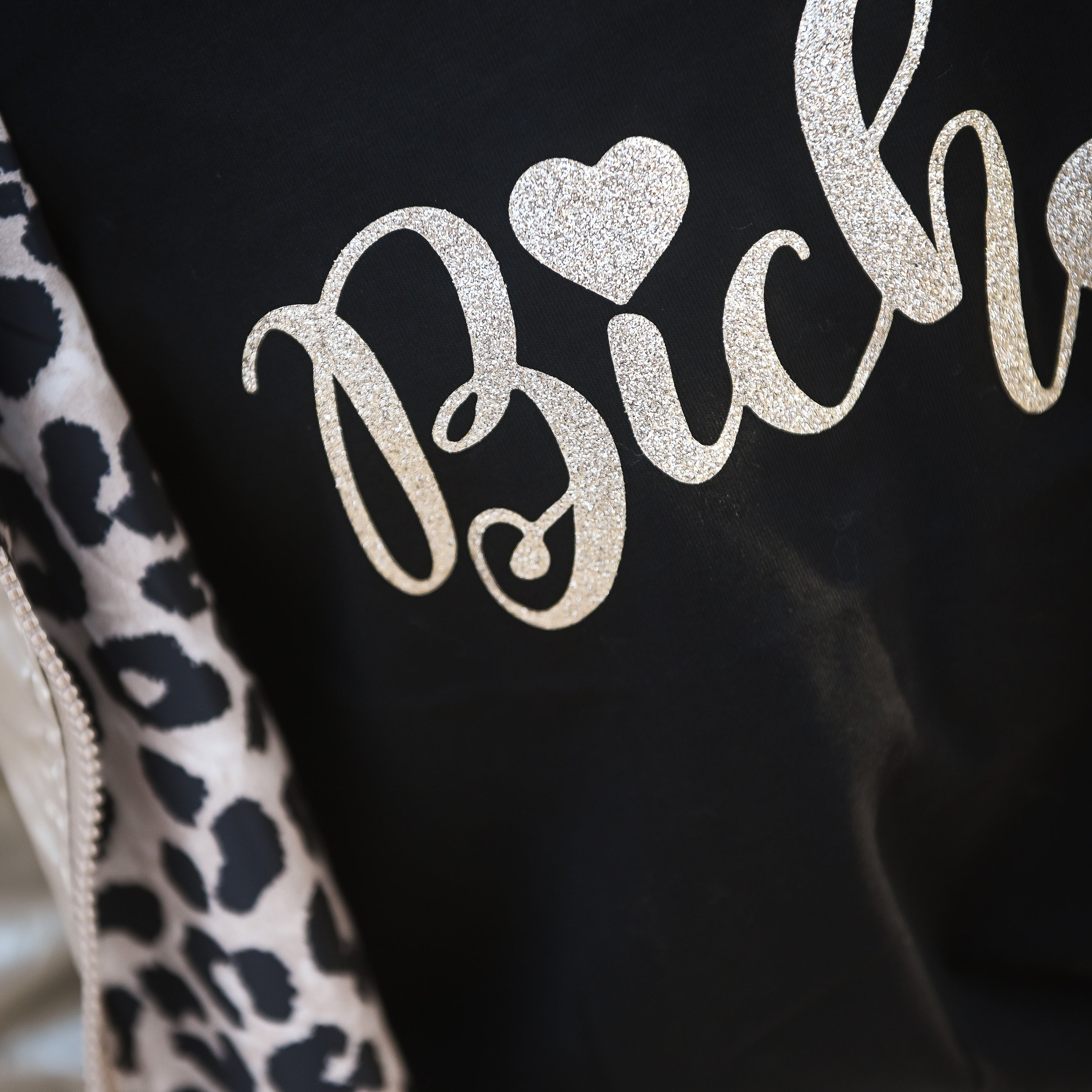 T-shirt noir, floqué "Bichette" la boutique de lydie