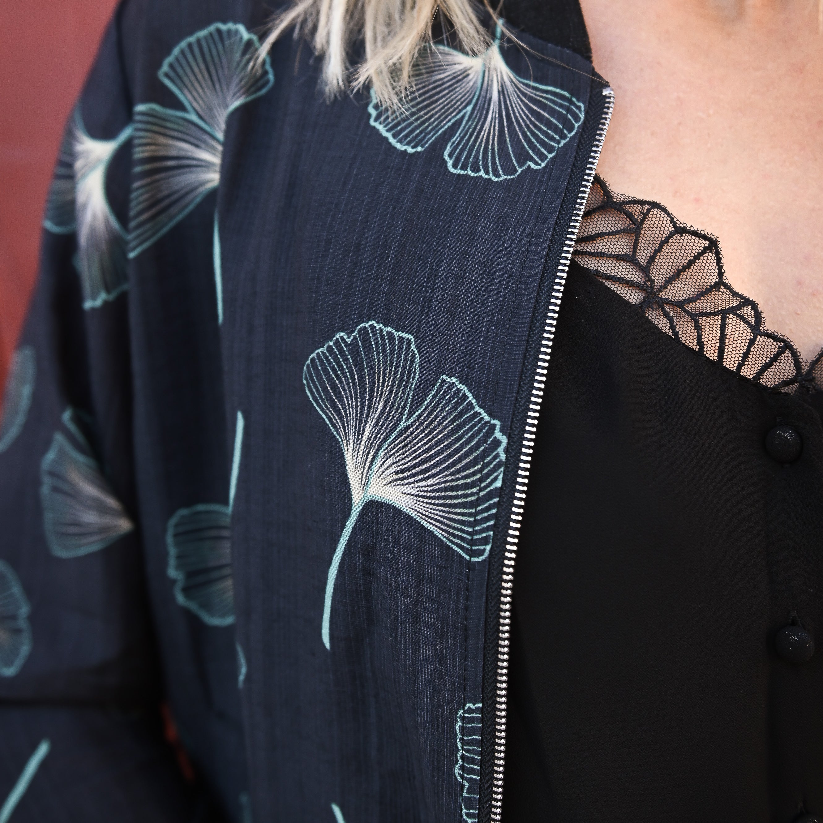 Bombers noir à motifs la boutique de lydie