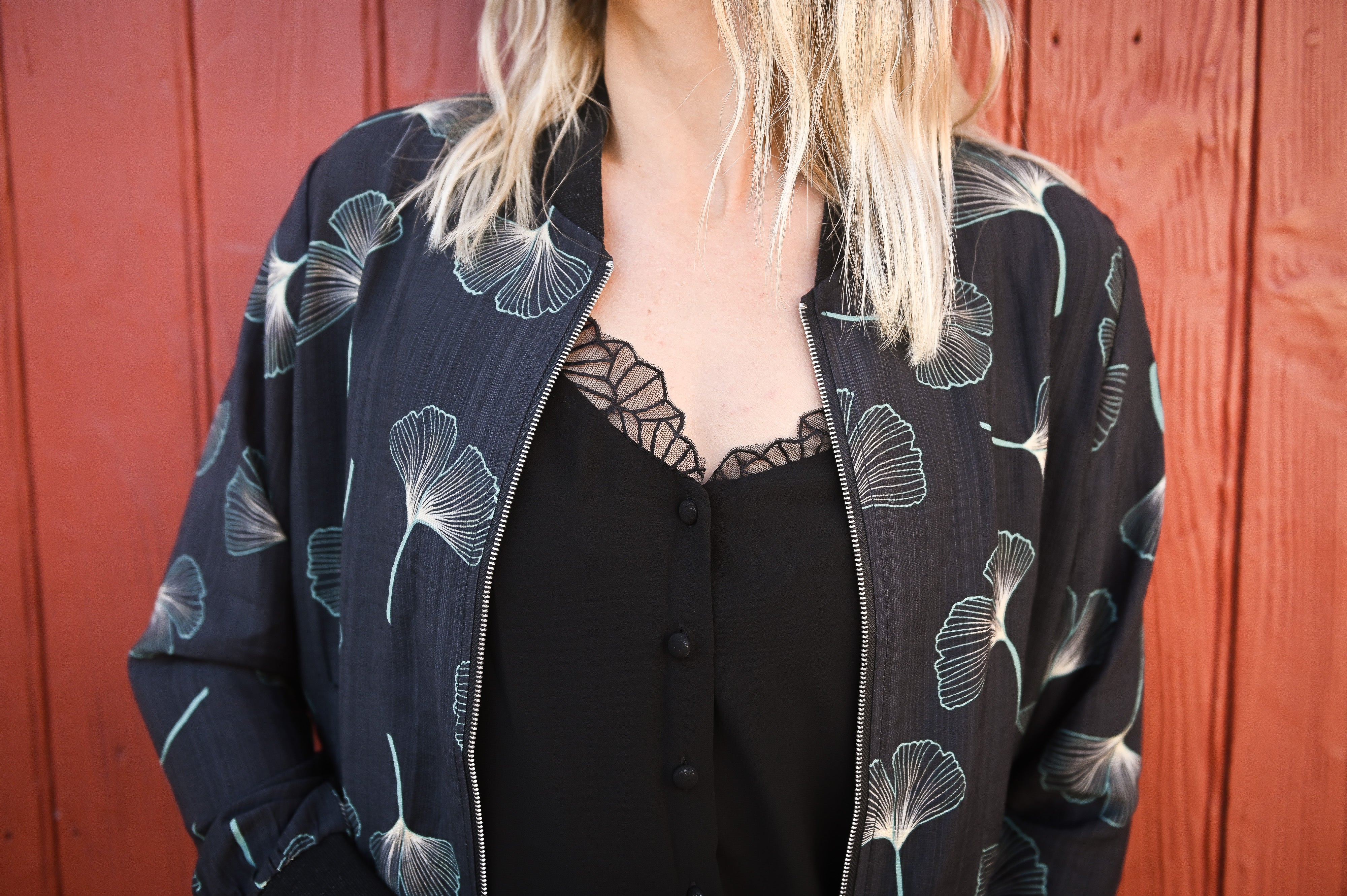 Bombers noir à motifs la boutique de lydie