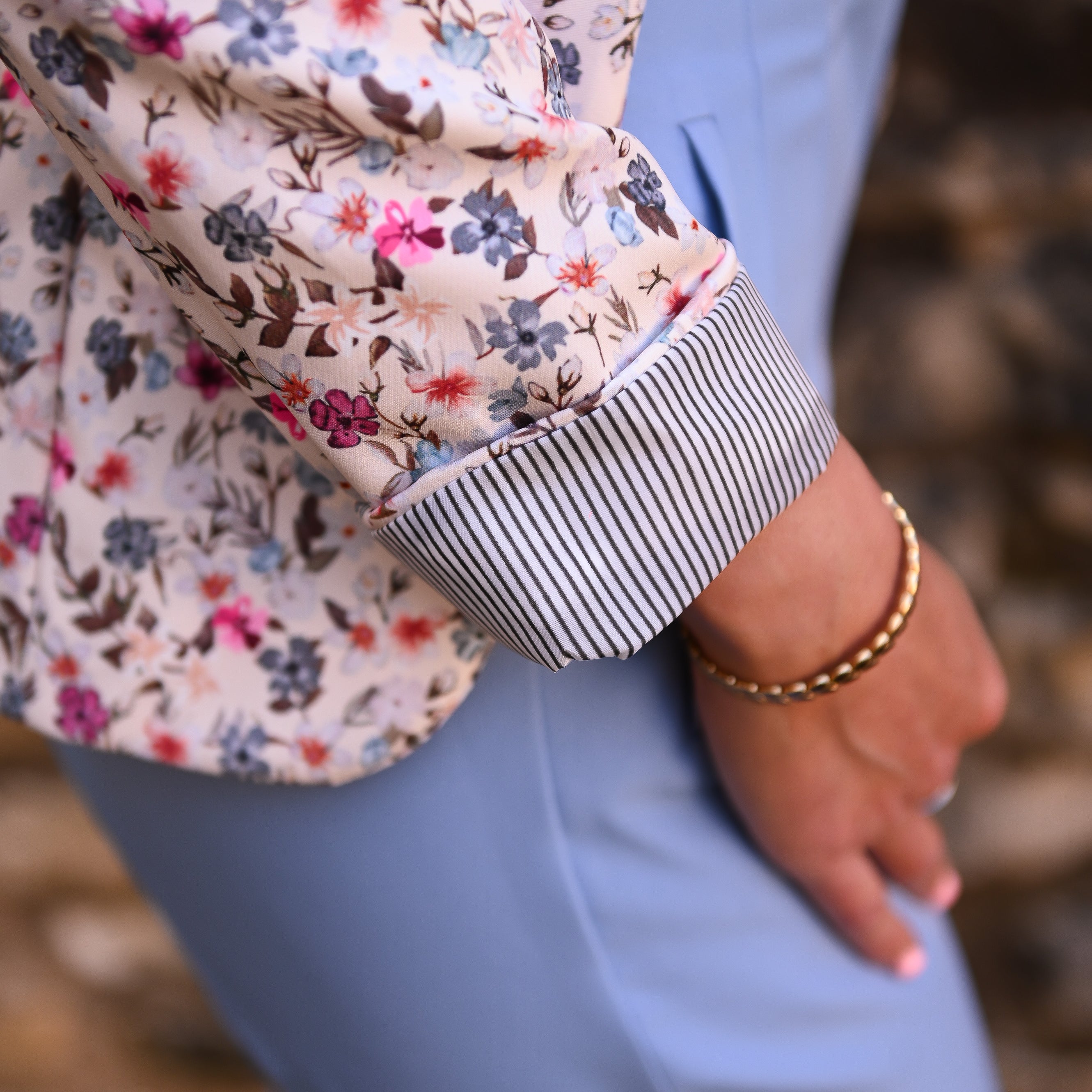 Blazer écru motif fleuri