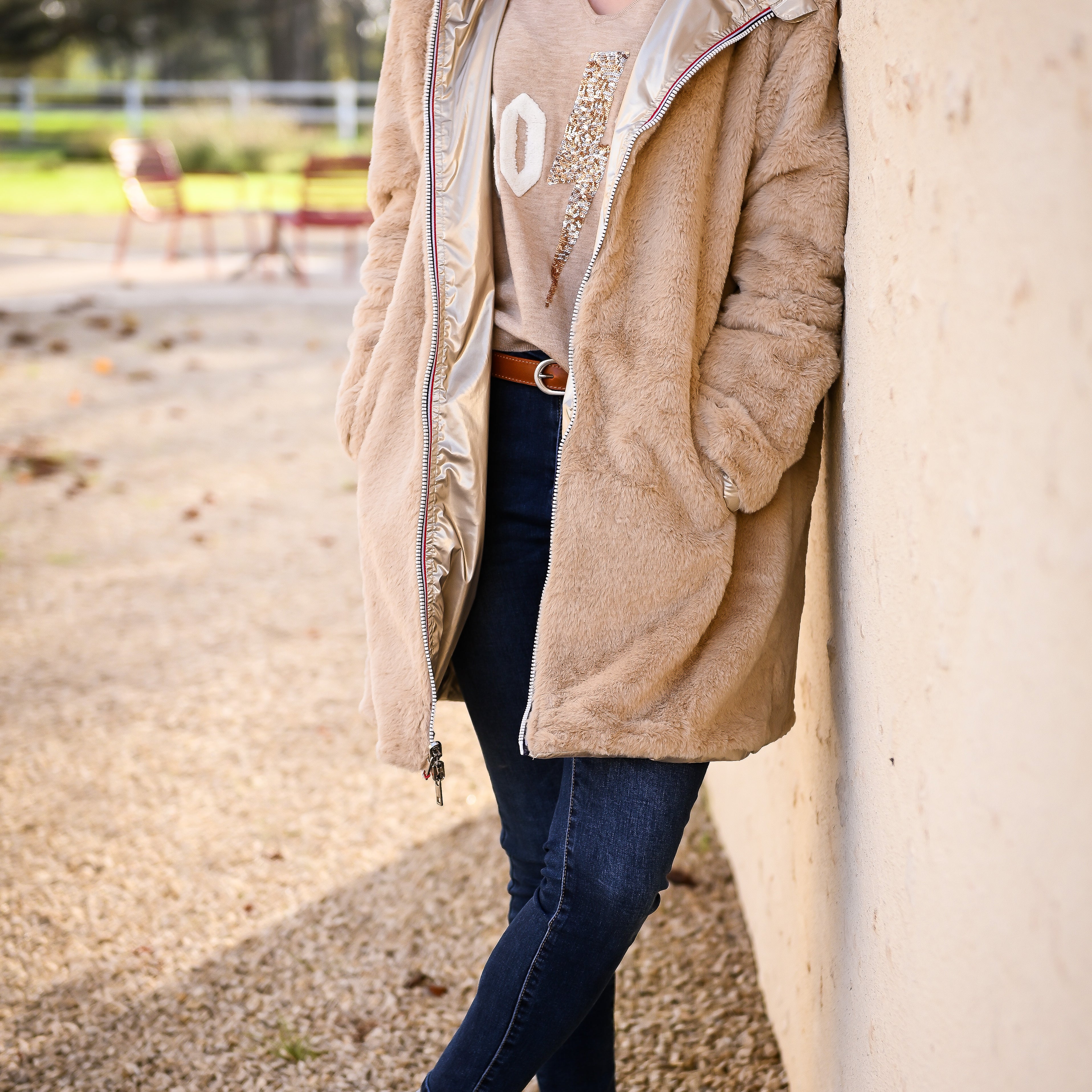 parka or reversible femme mi long