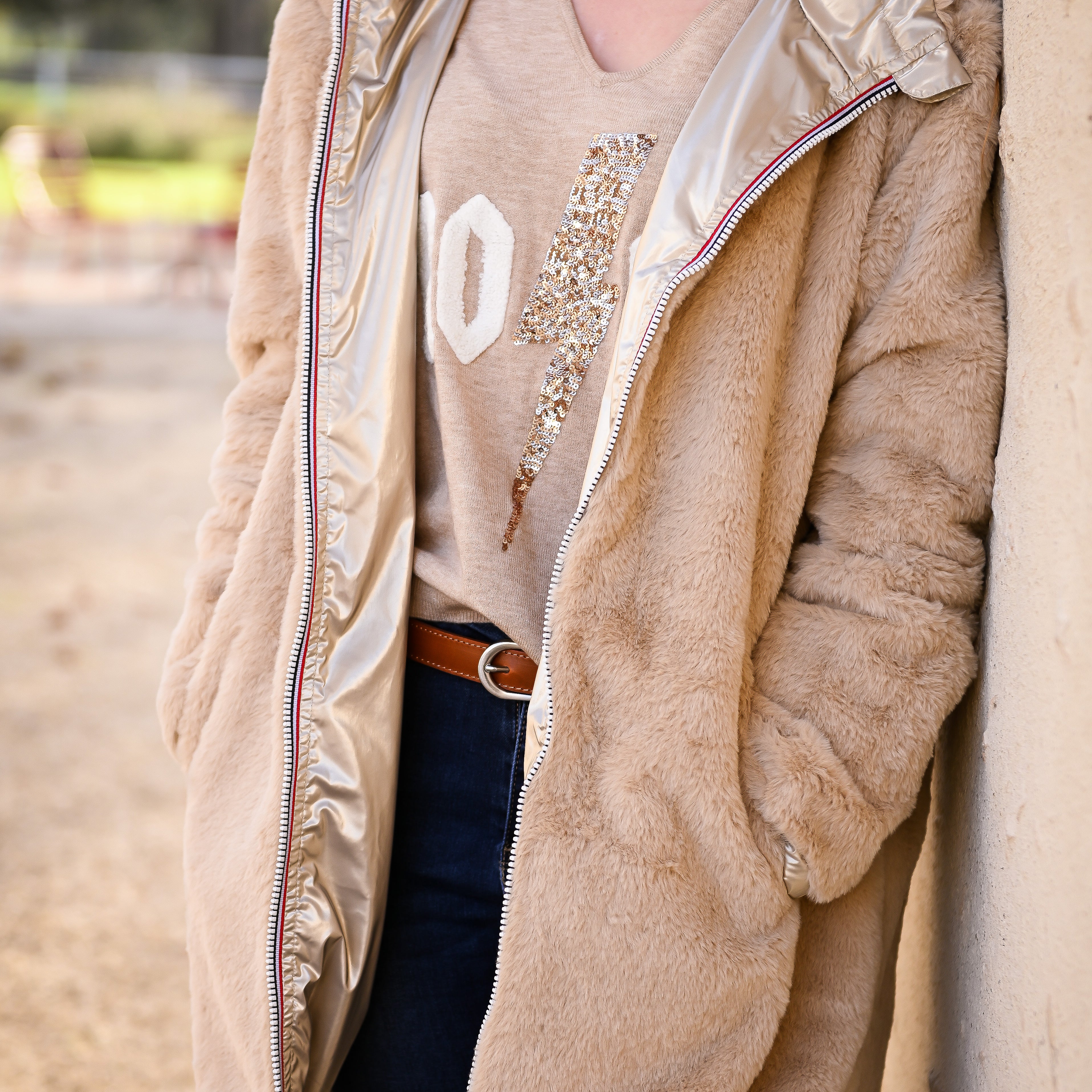 parka or reversible femme mi long