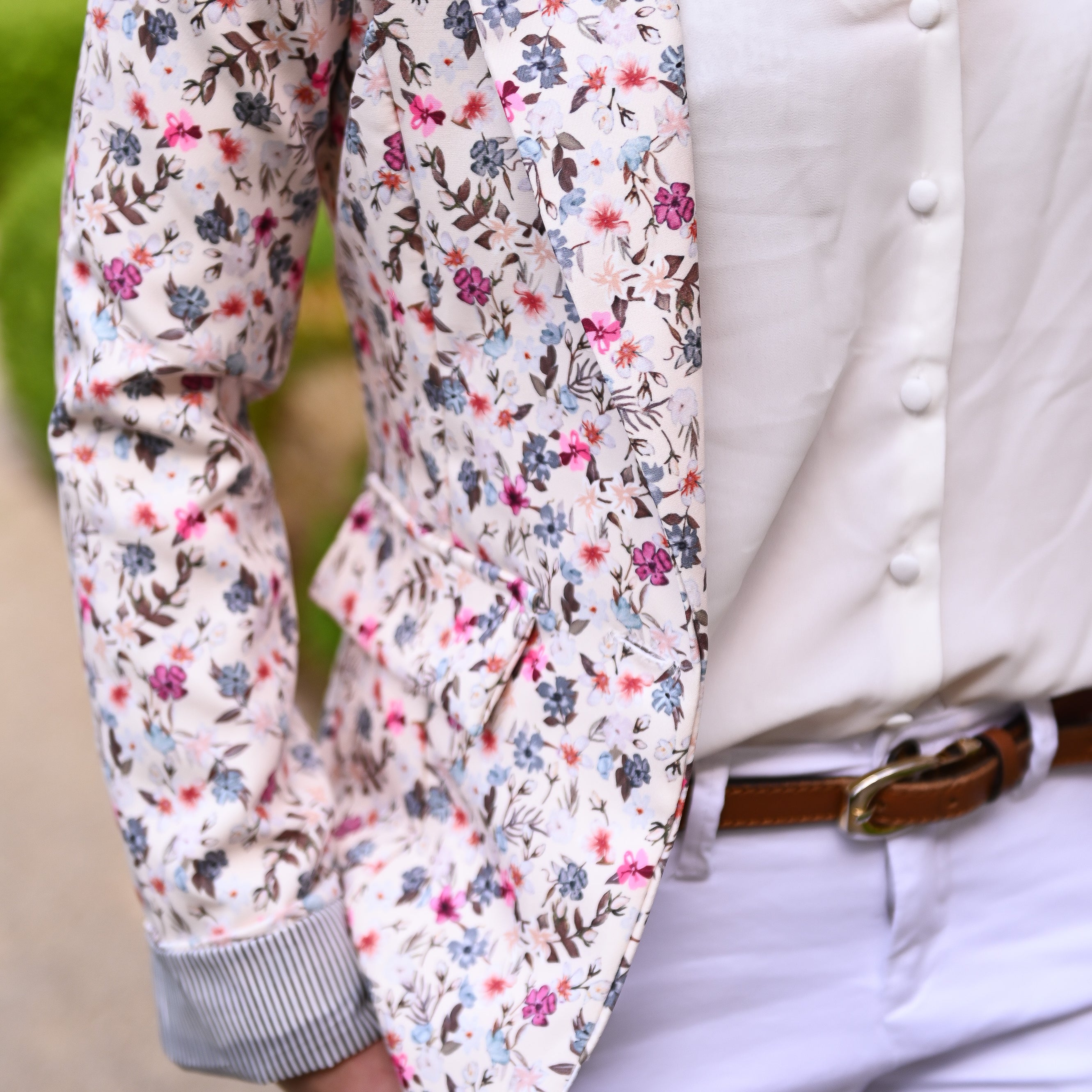 Blazer écru motif fleuri