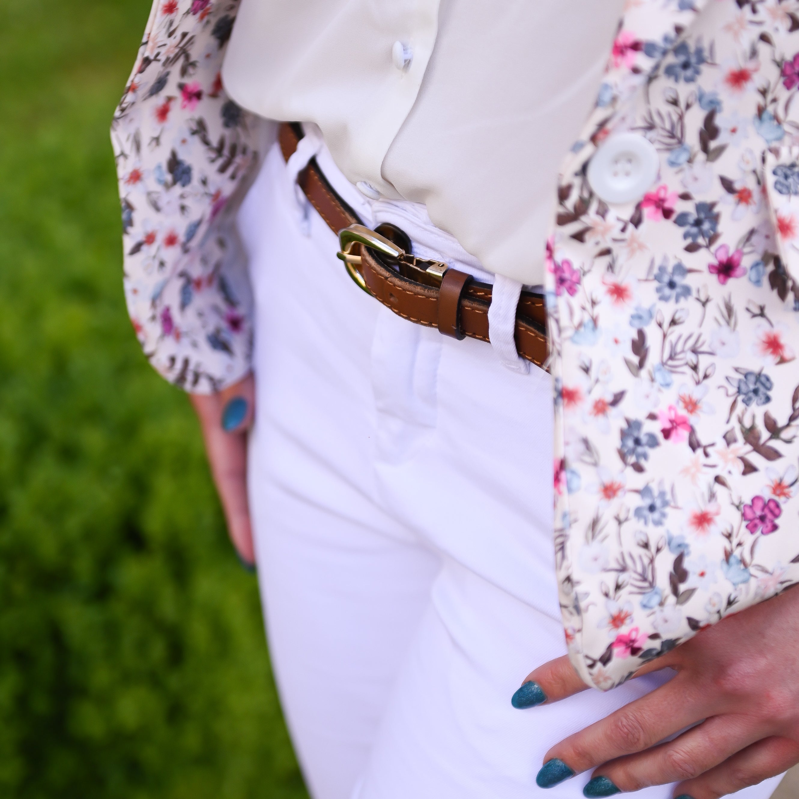 Blazer écru motif fleuri