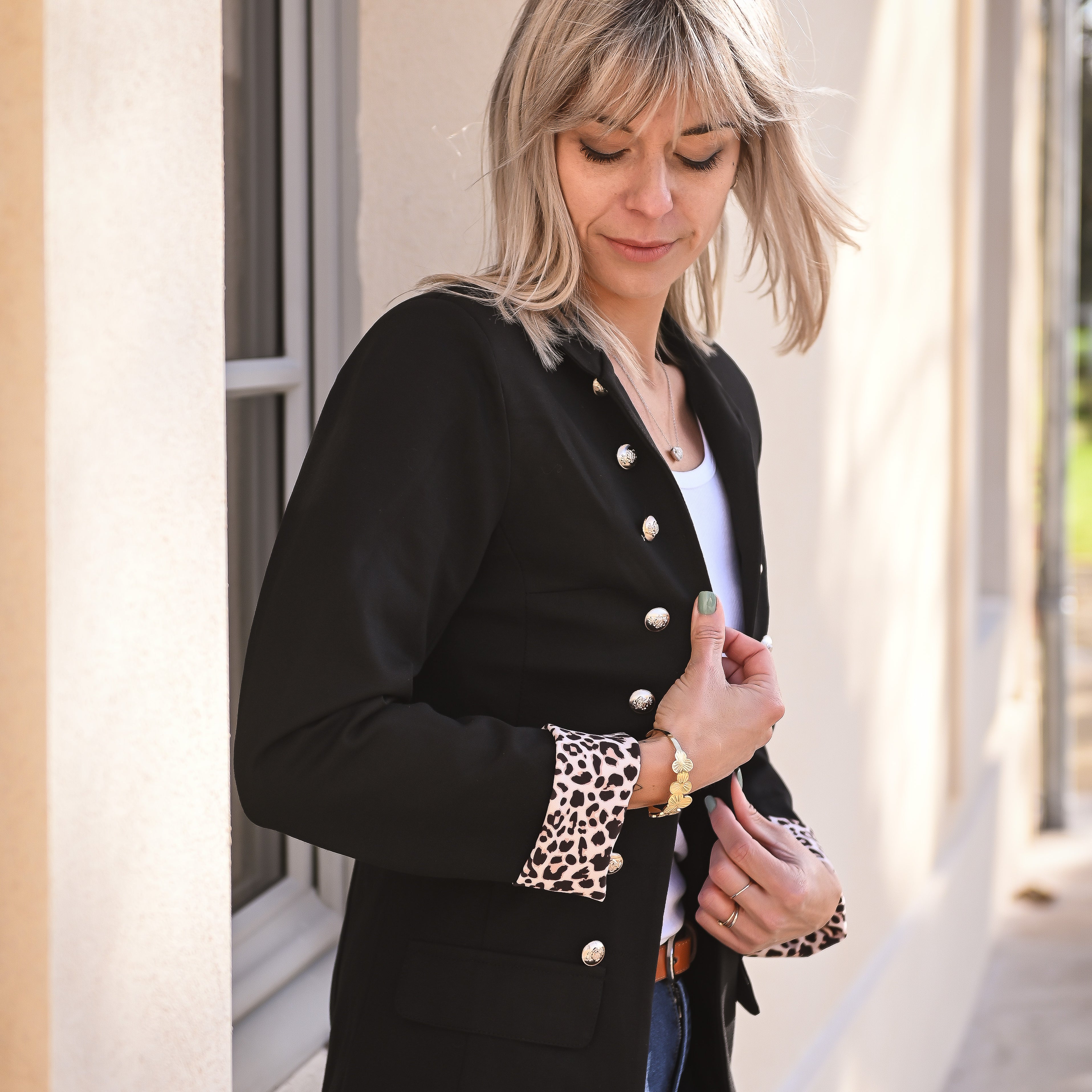 Veste officier noire léopard