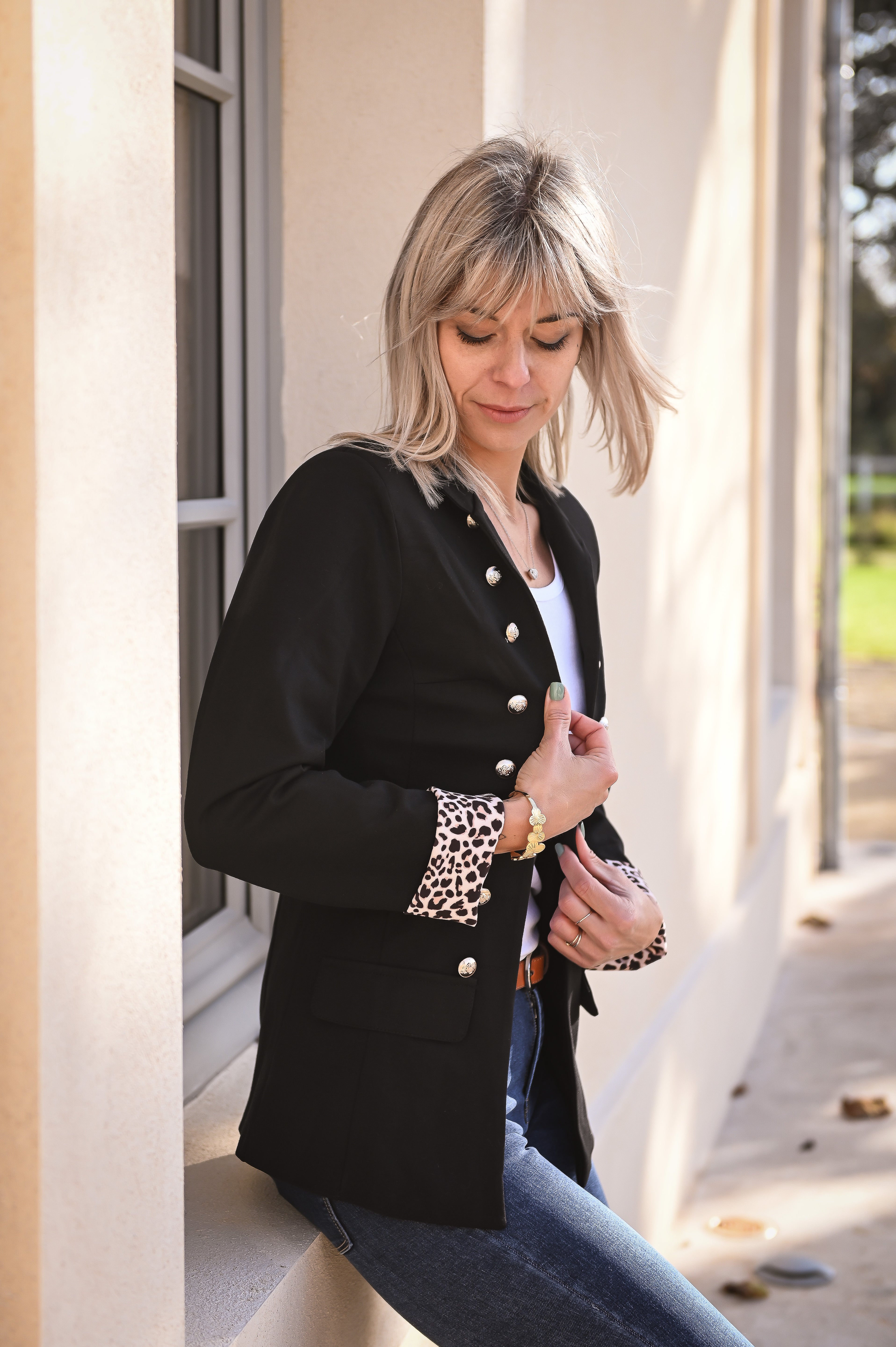 Veste officier noire léopard