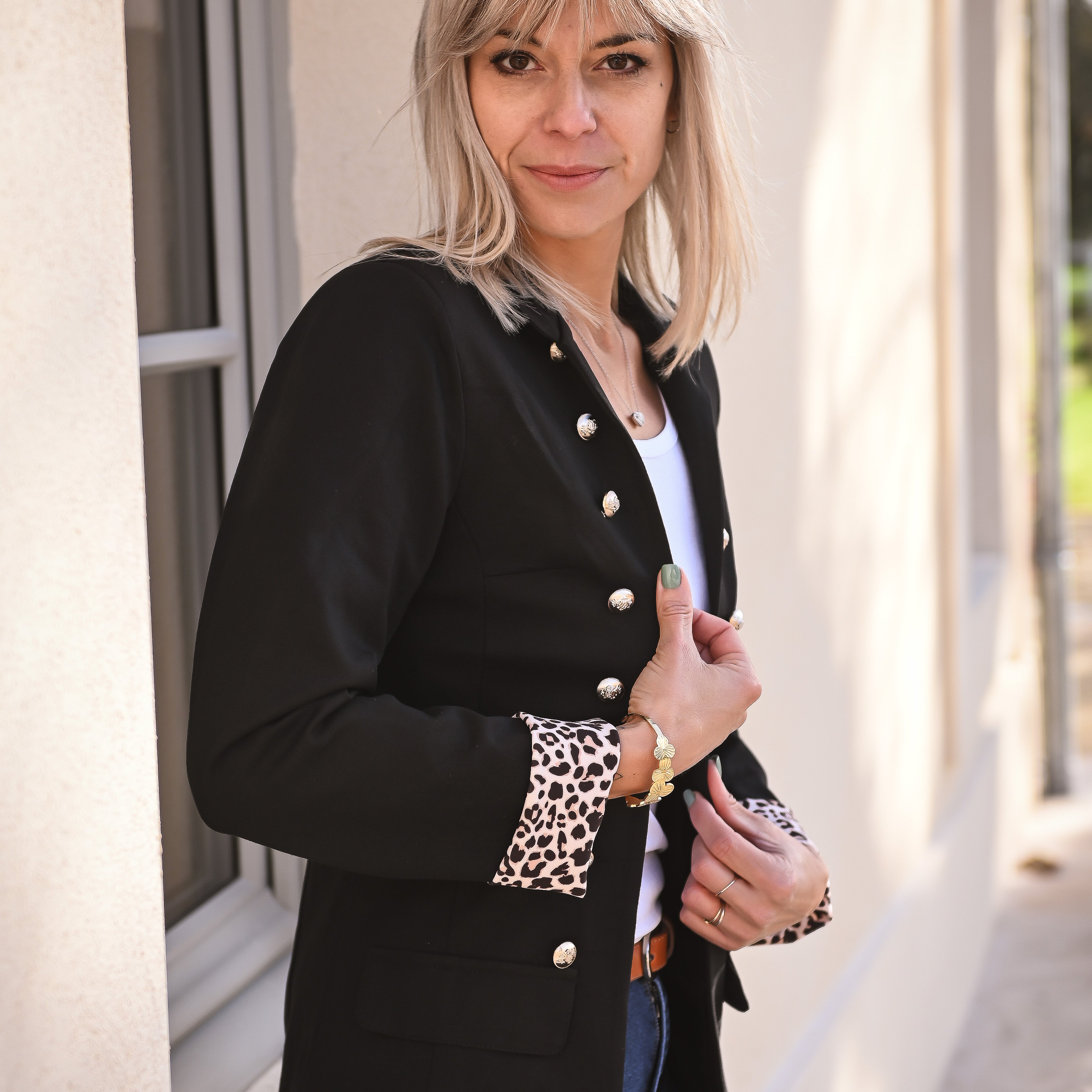 Veste officier noire léopard