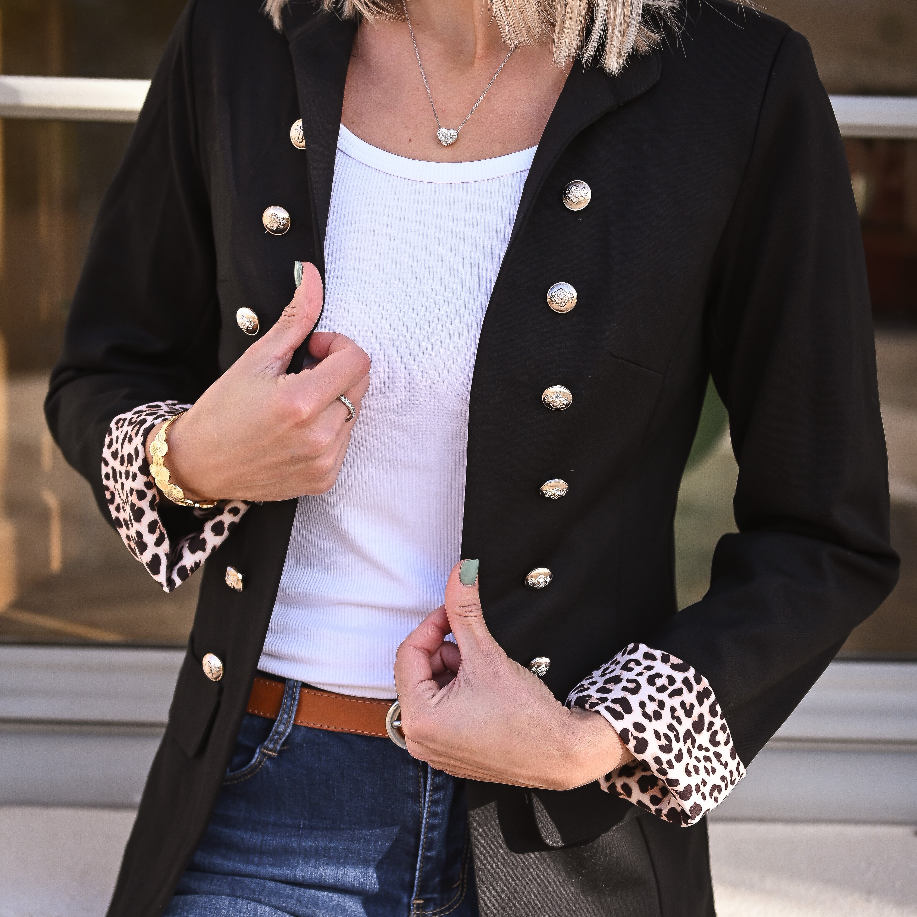 Veste officier noire léopard