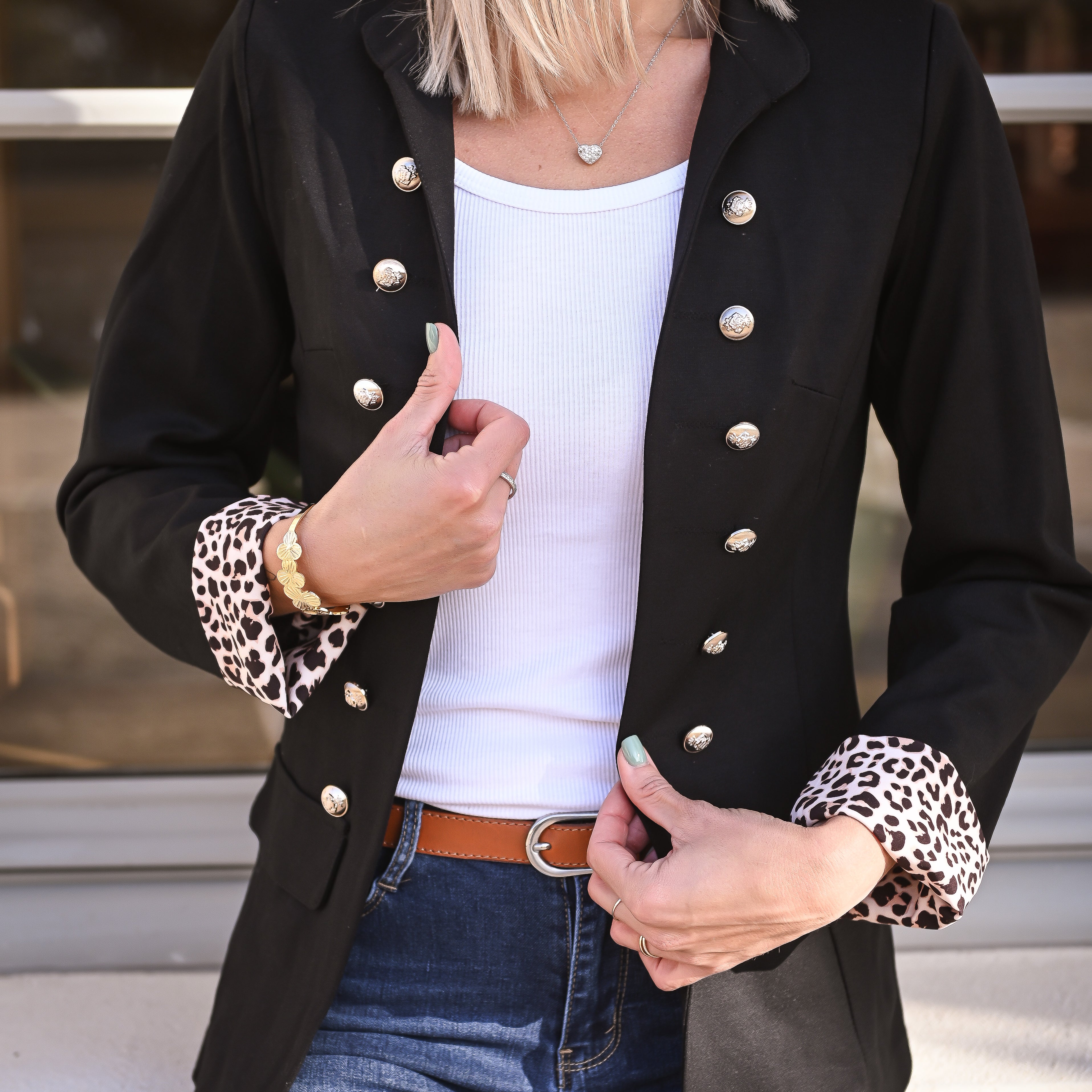 Veste officier noire léopard