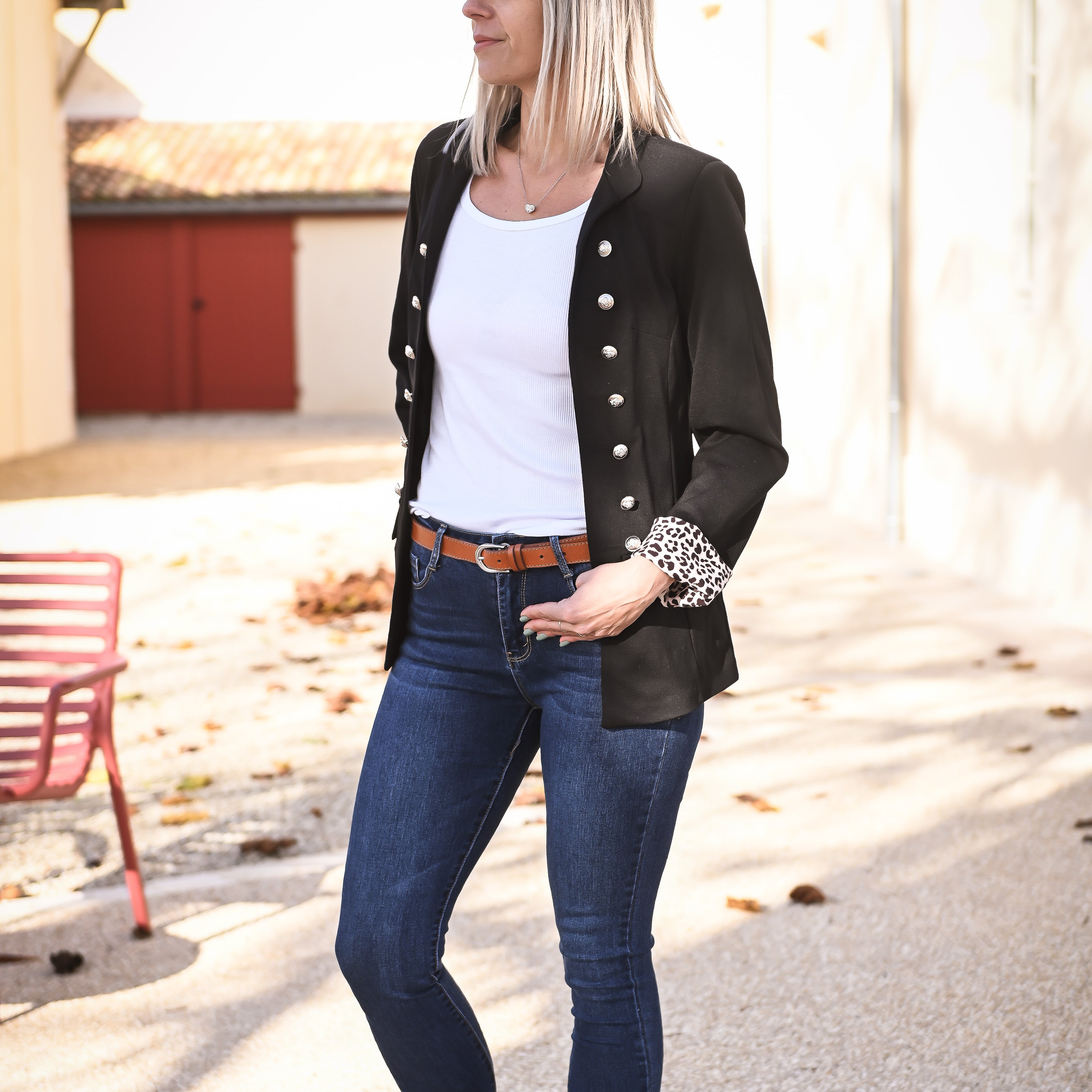 Veste officier noire léopard