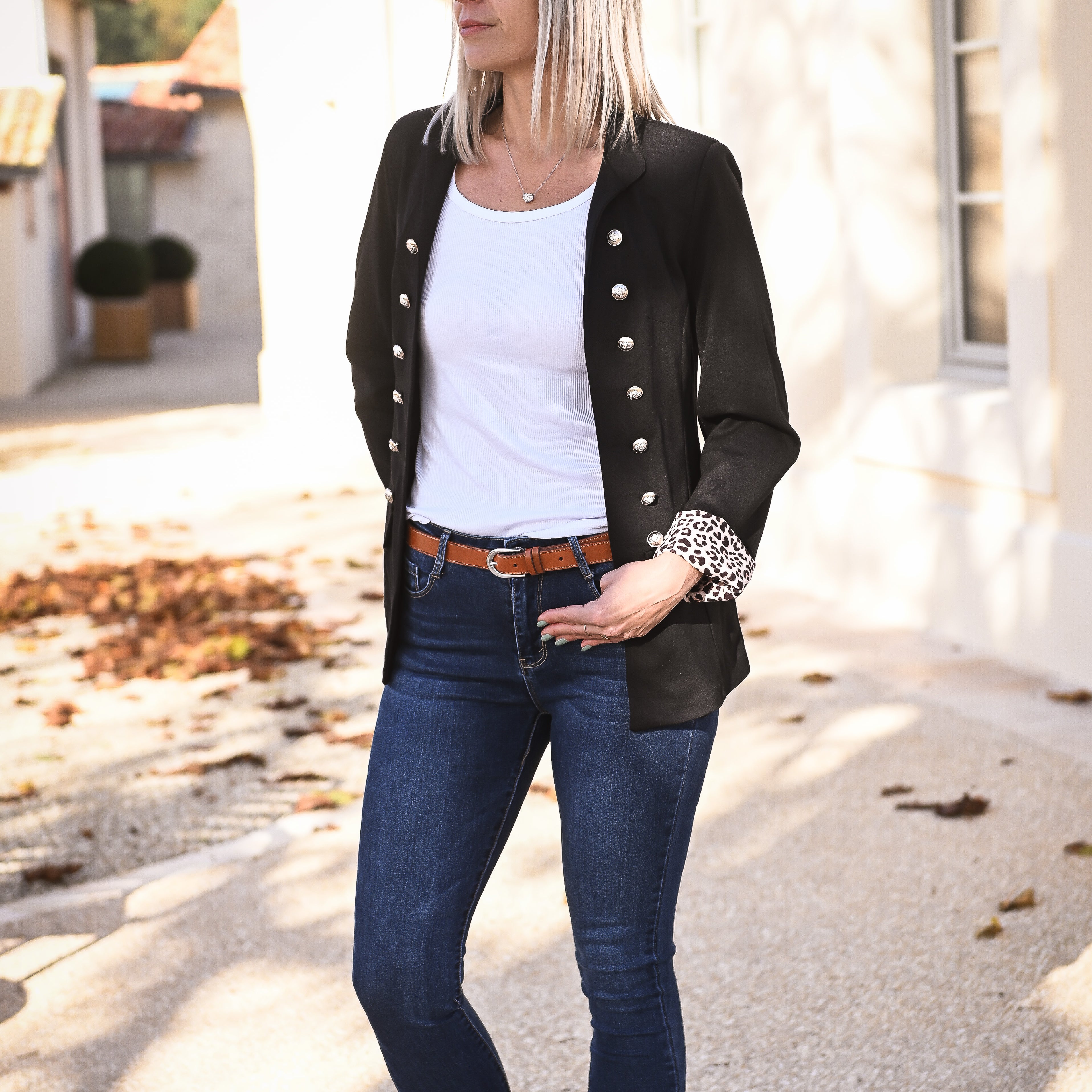 Veste officier noire léopard