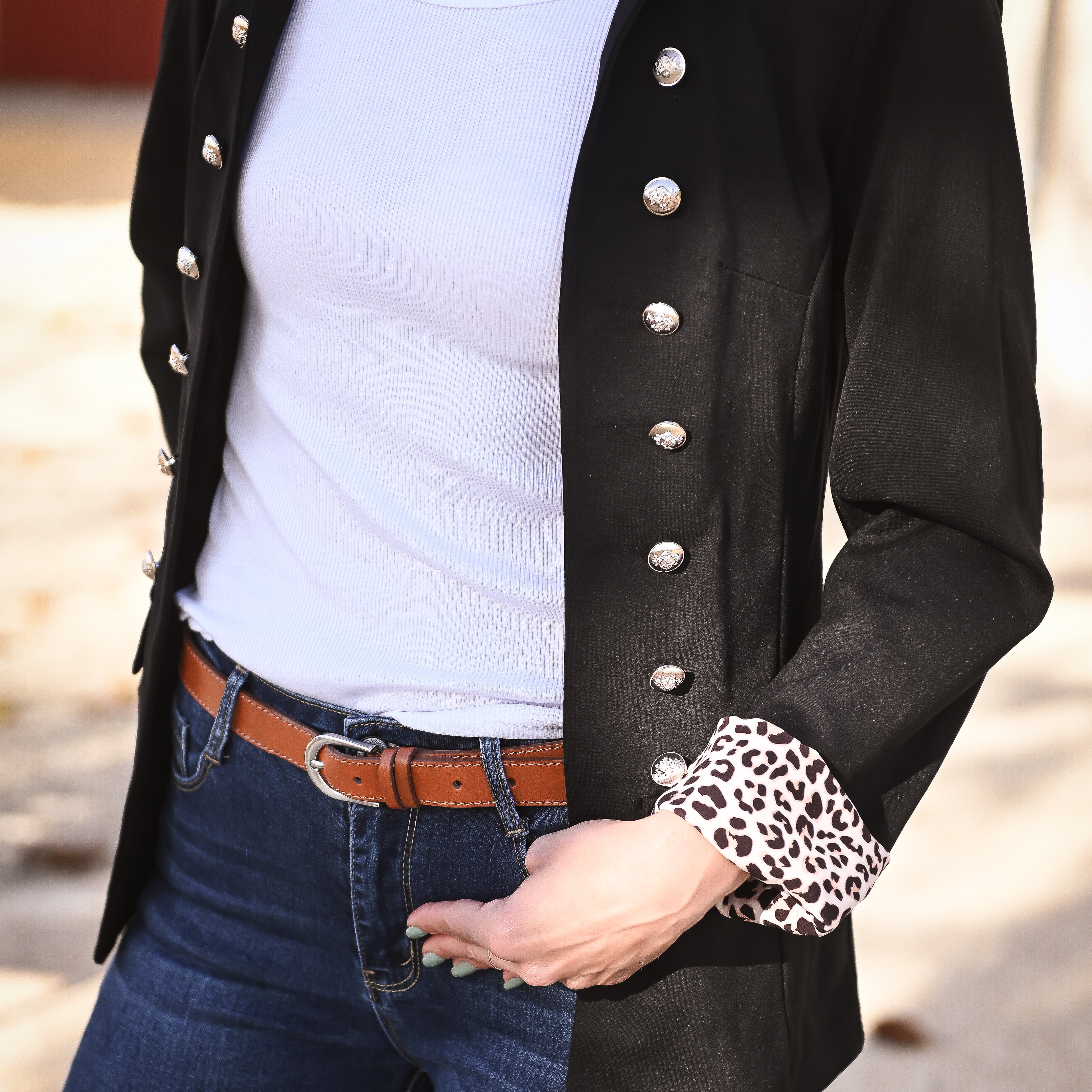 Veste officier noire léopard