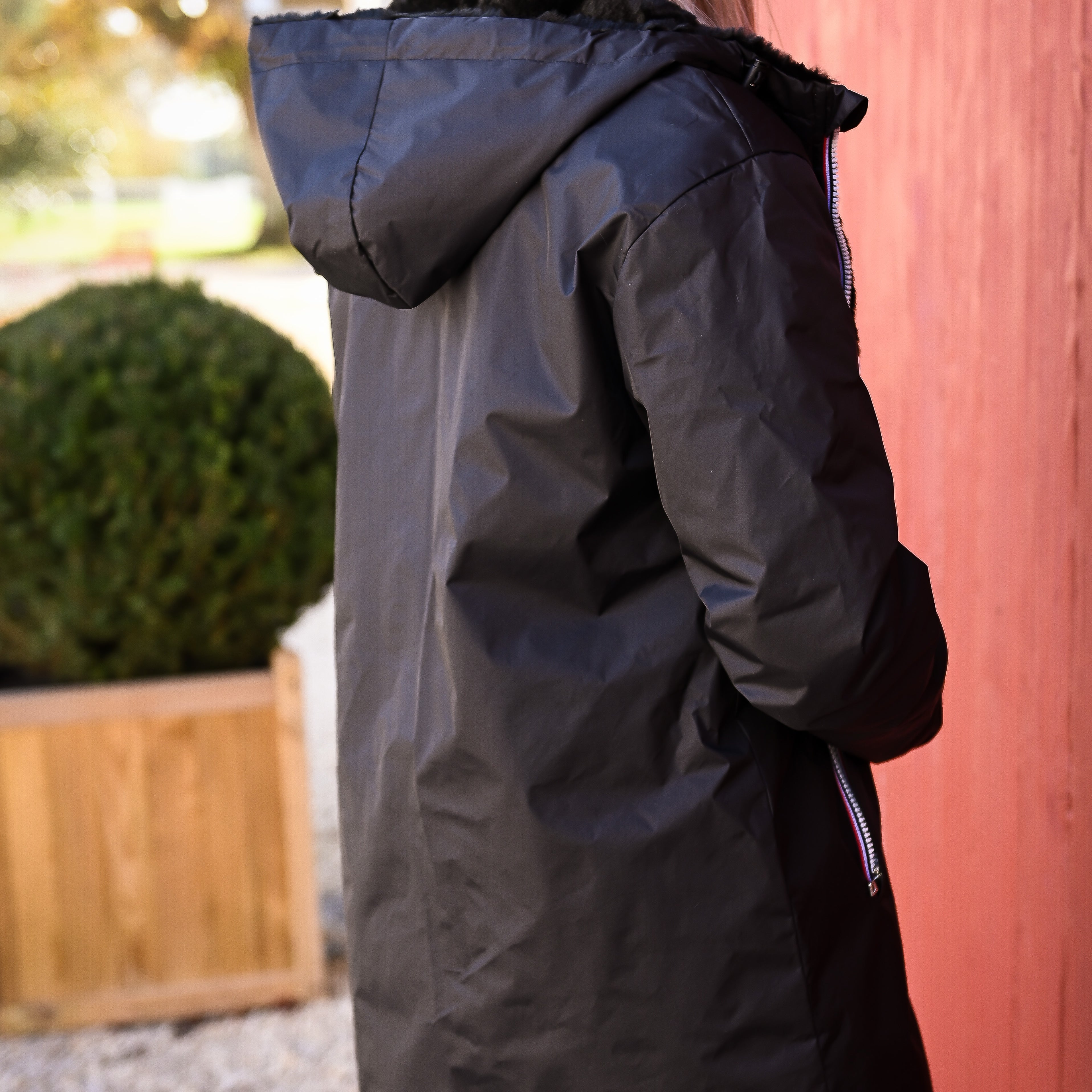 Parka noir imperméable mi longue réversible la boutique de lydie