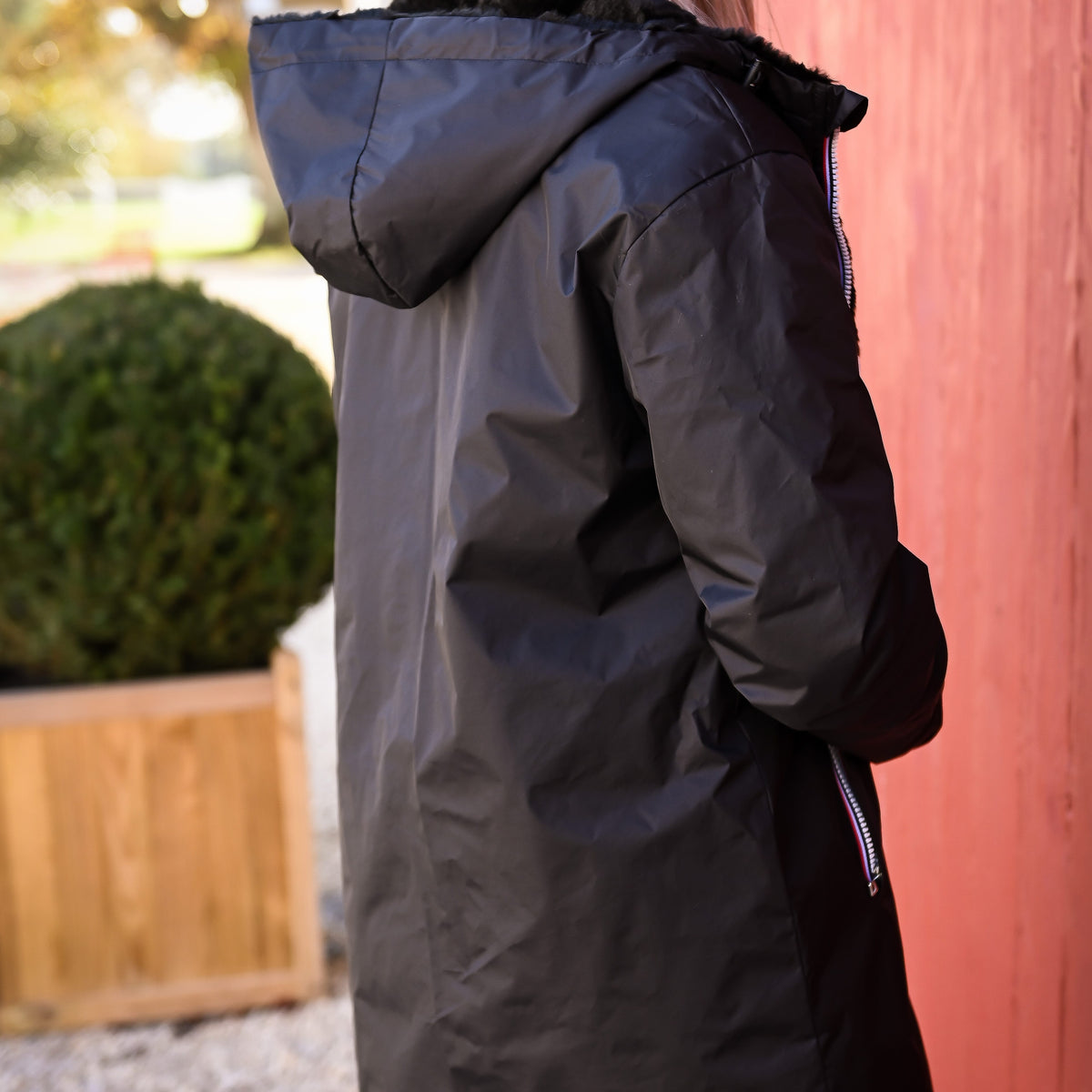 Parka noir imperméable mi longue réversible la boutique de lydie