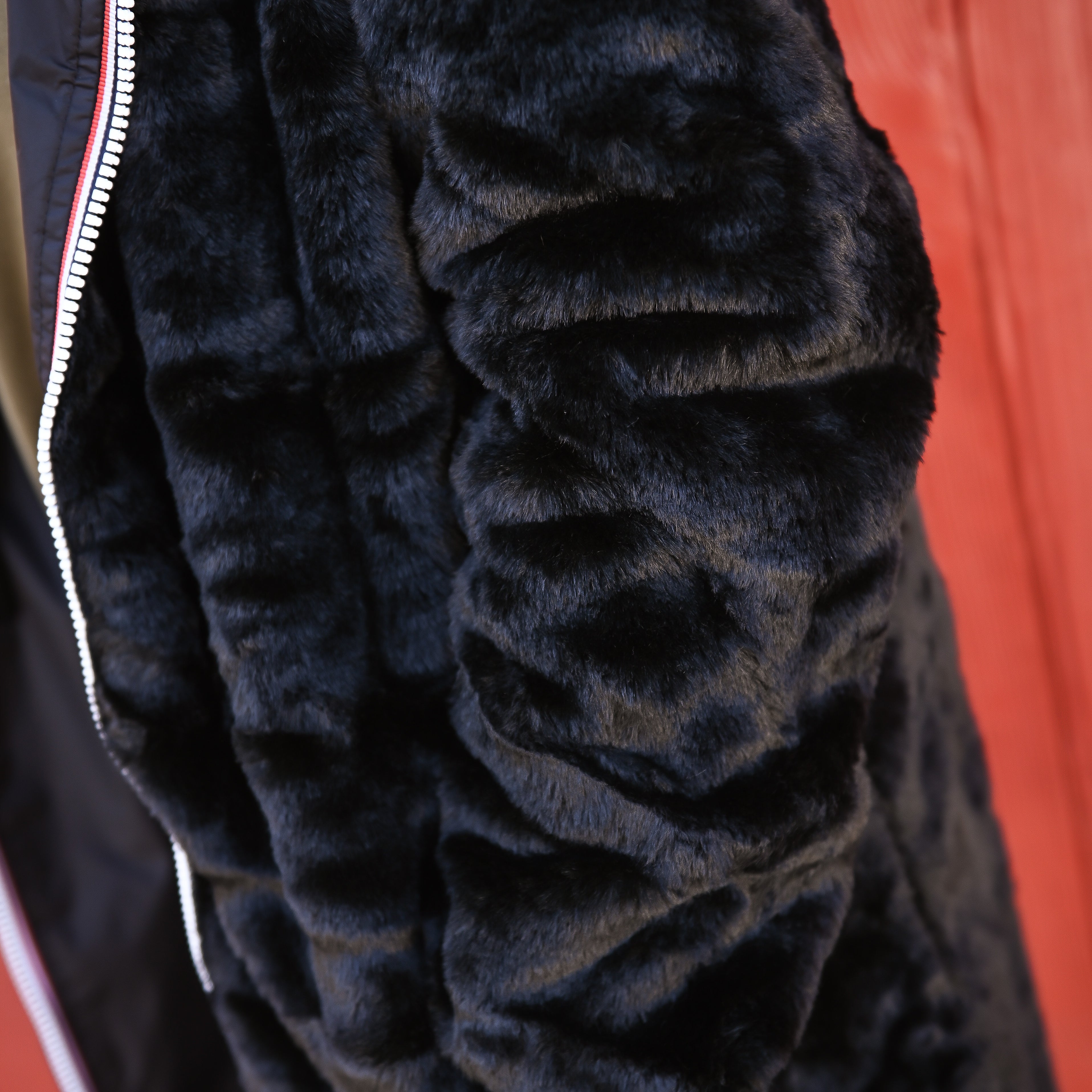 Parka noir imperméable mi longue réversible