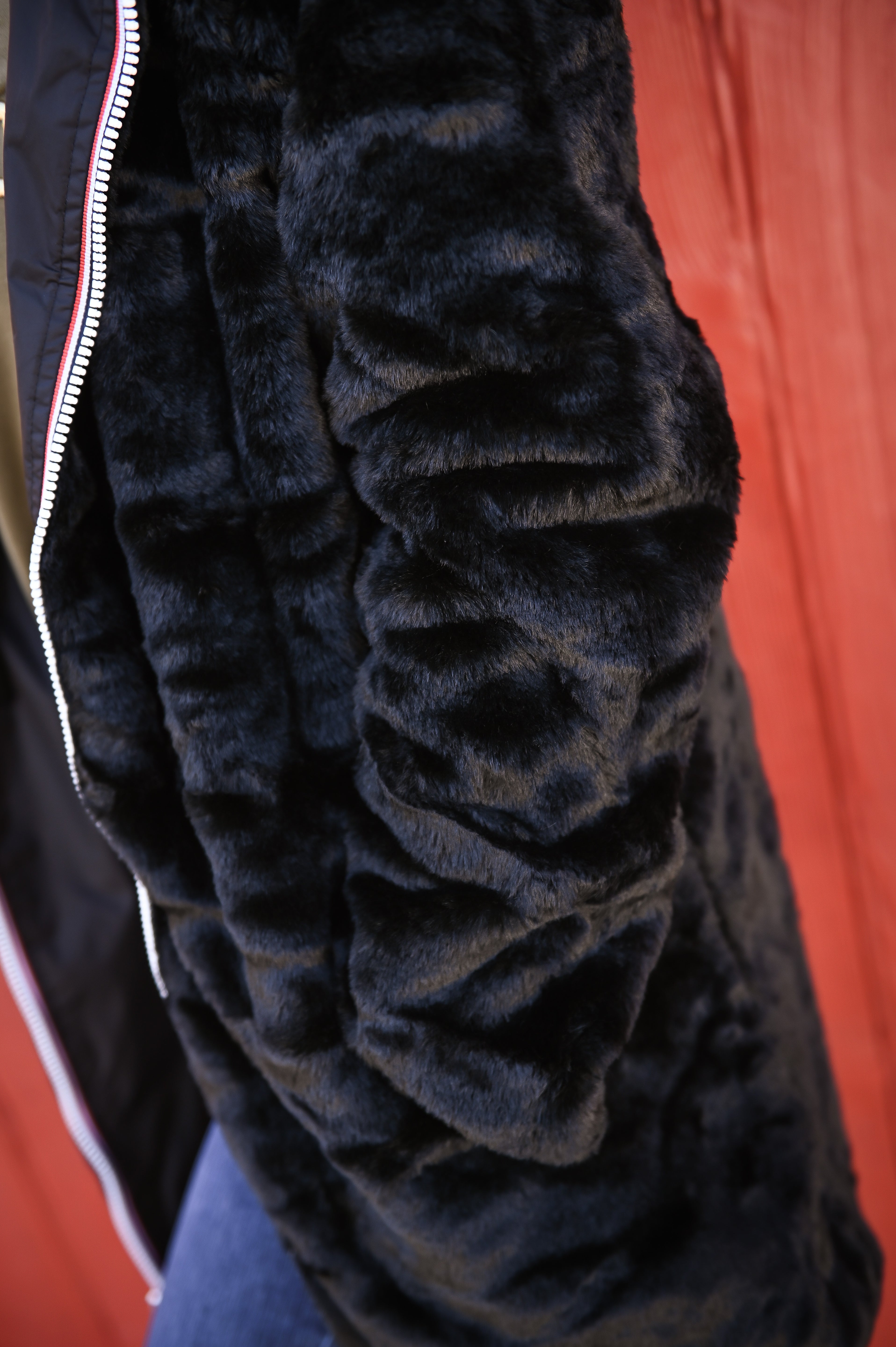 Parka noir imperméable mi longue réversible