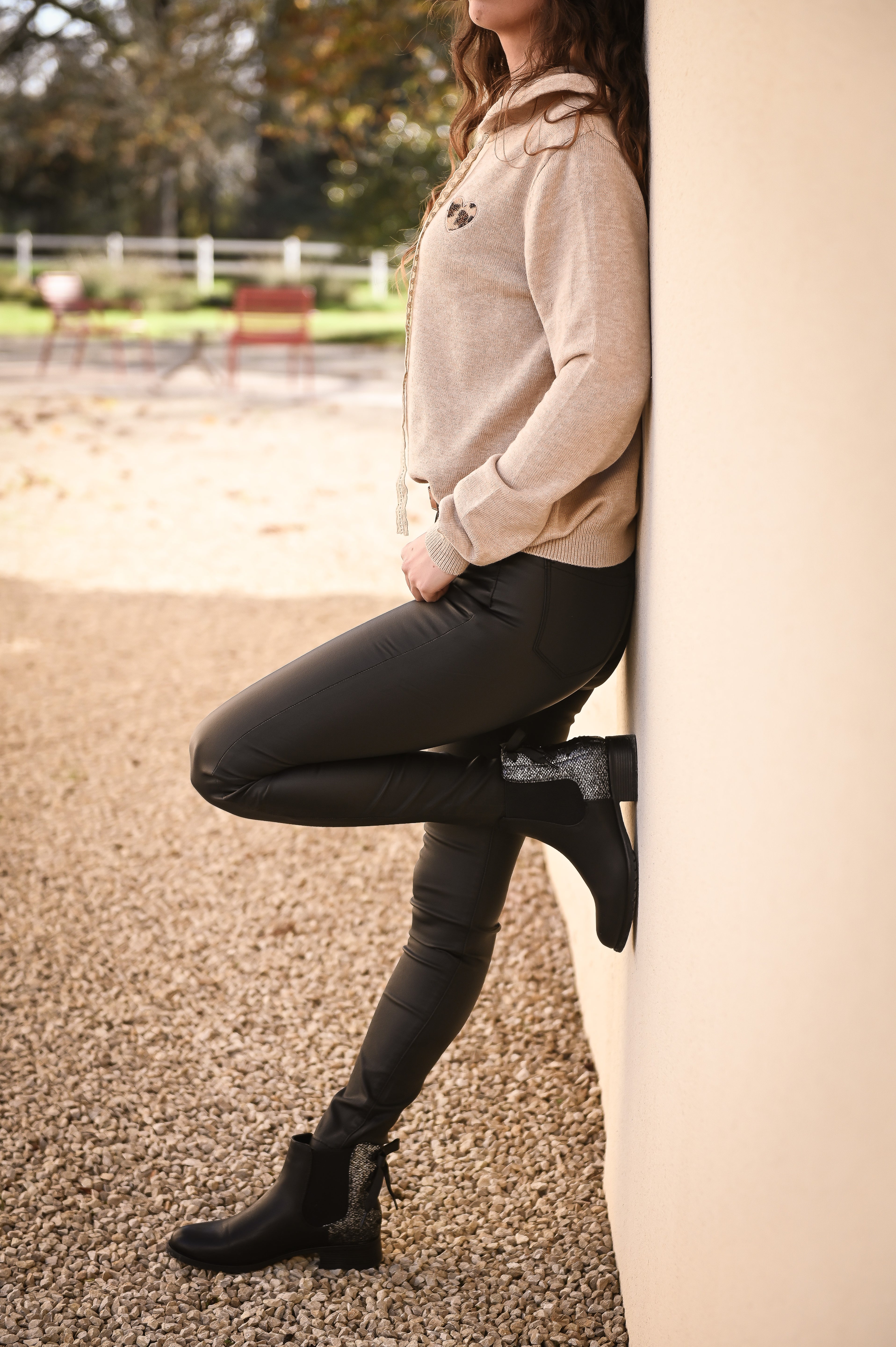 sweat pull taupe coeur leopard