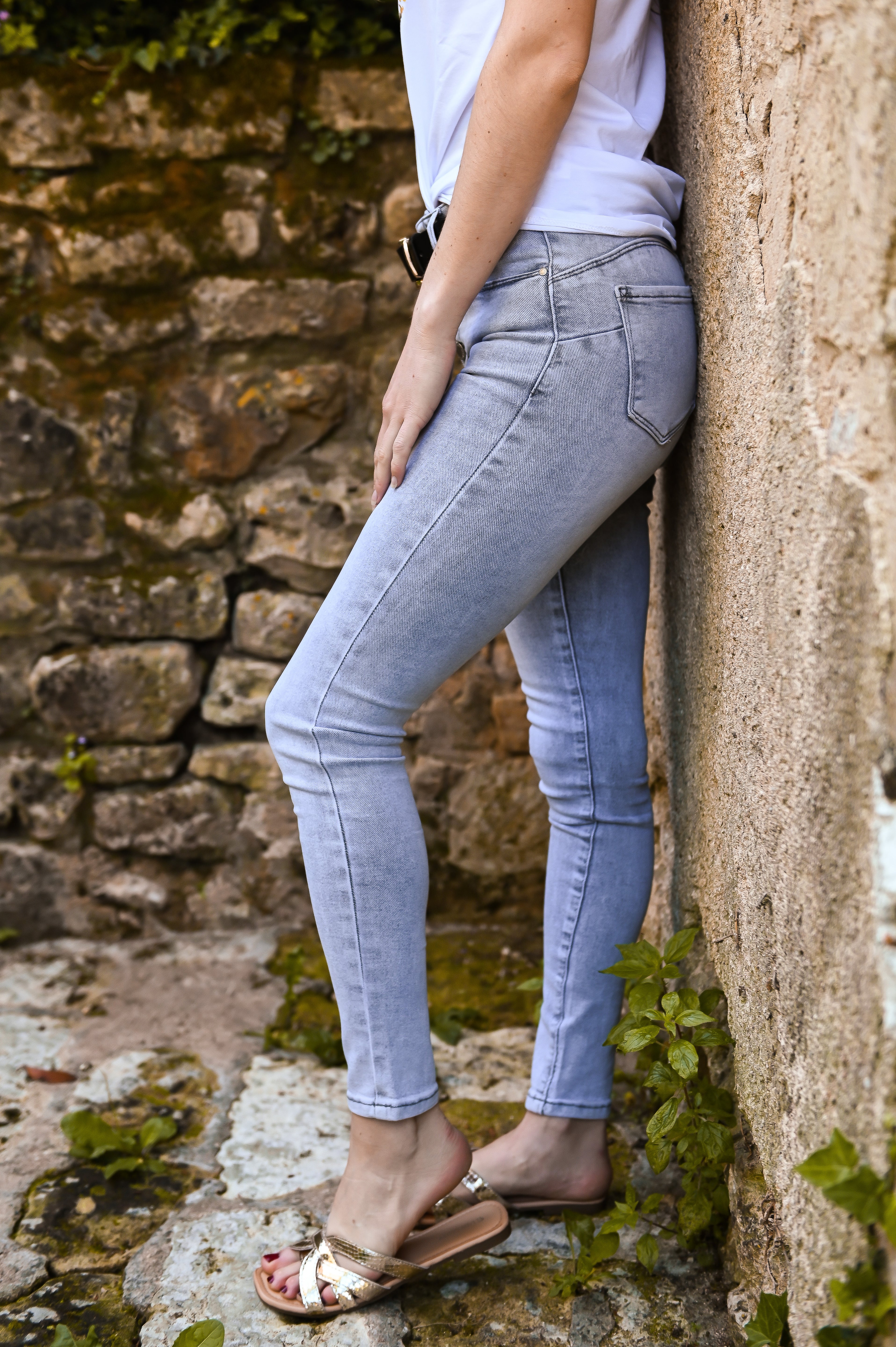 Jean skinny gris clair la boutique de lydie