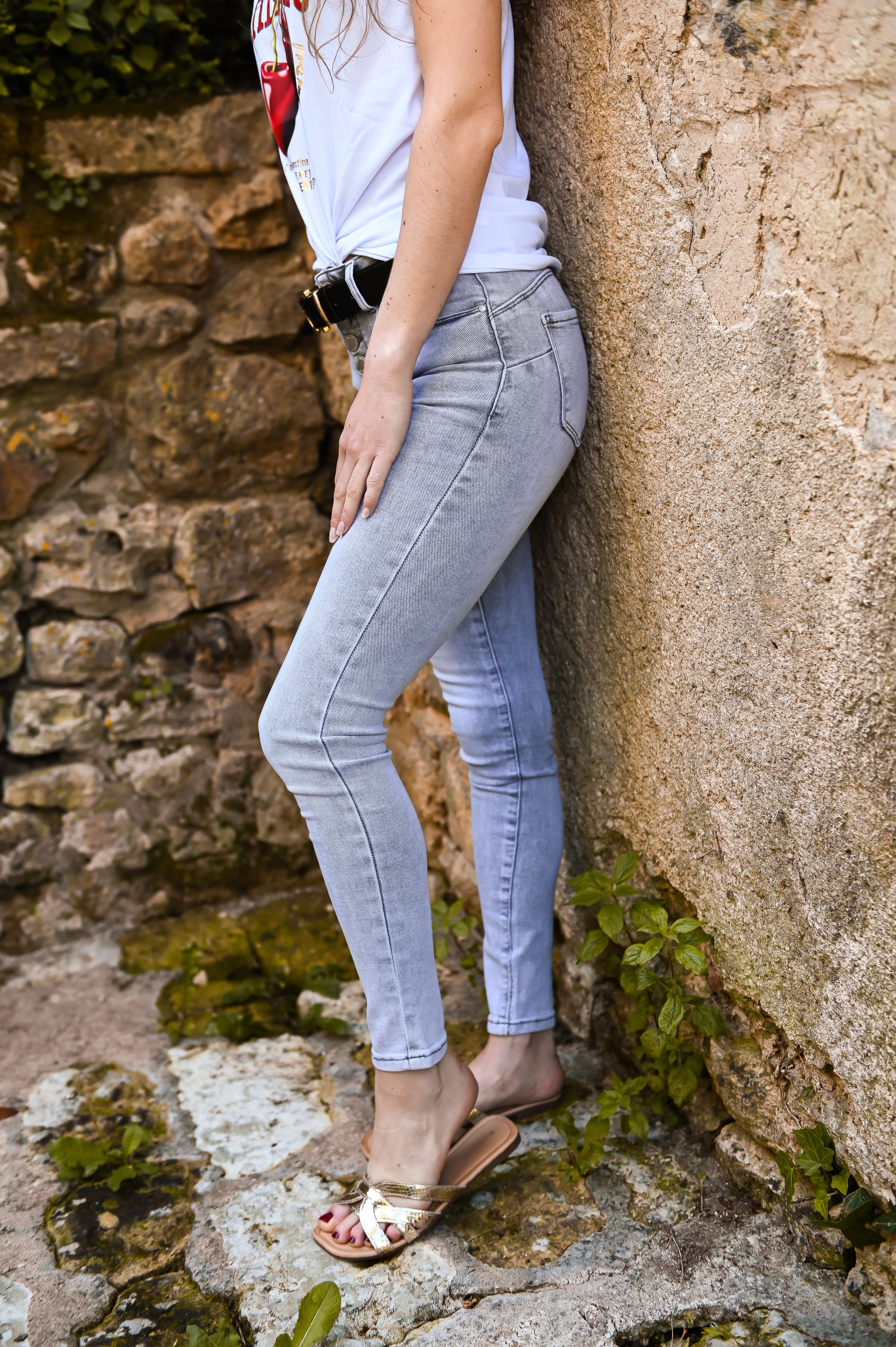 Jean skinny gris clair la boutique de lydie