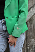 Blazer unis vert avec coeur doré