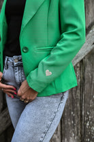 Blazer unis vert avec coeur doré