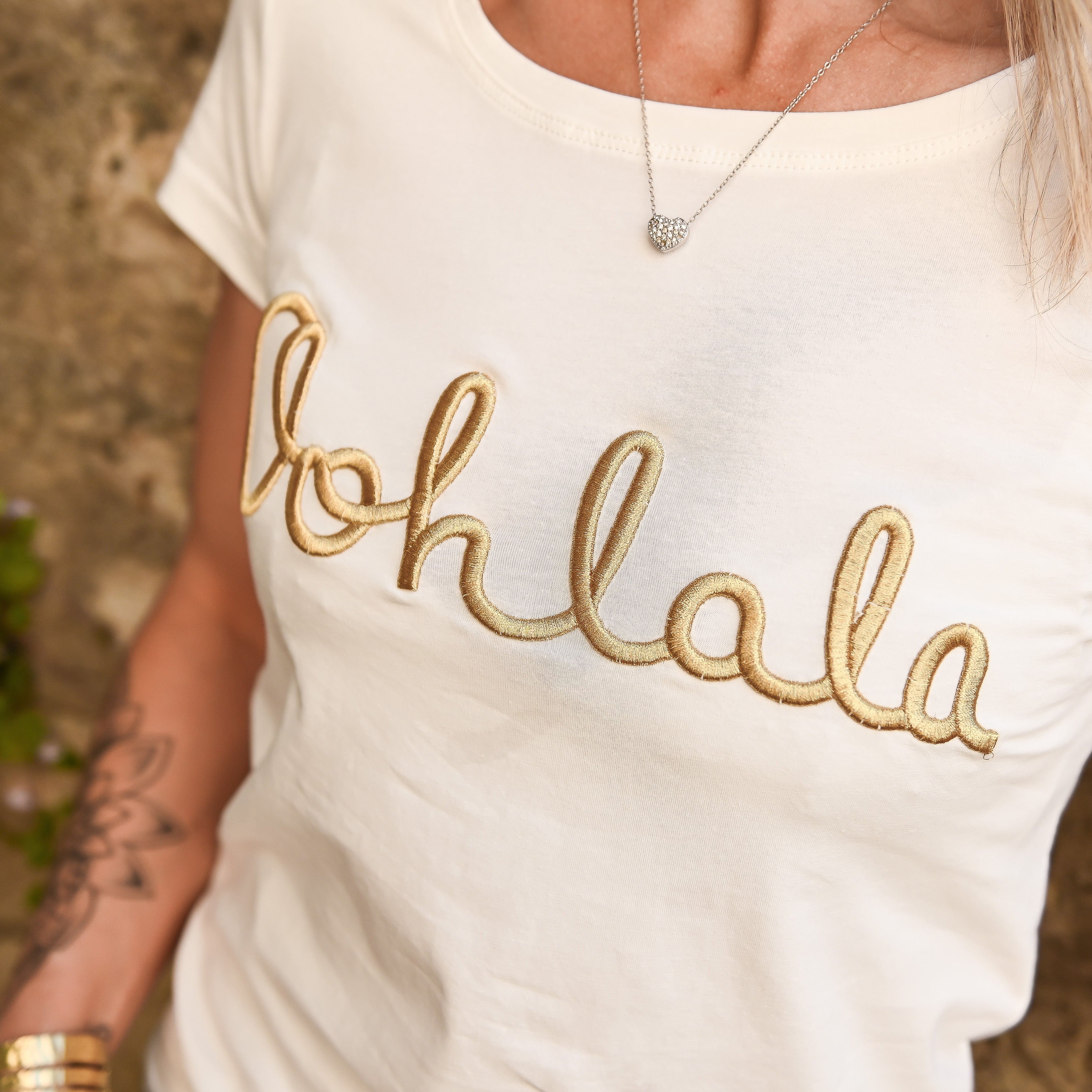 T-shirt Oohlala Blanc brodé doré