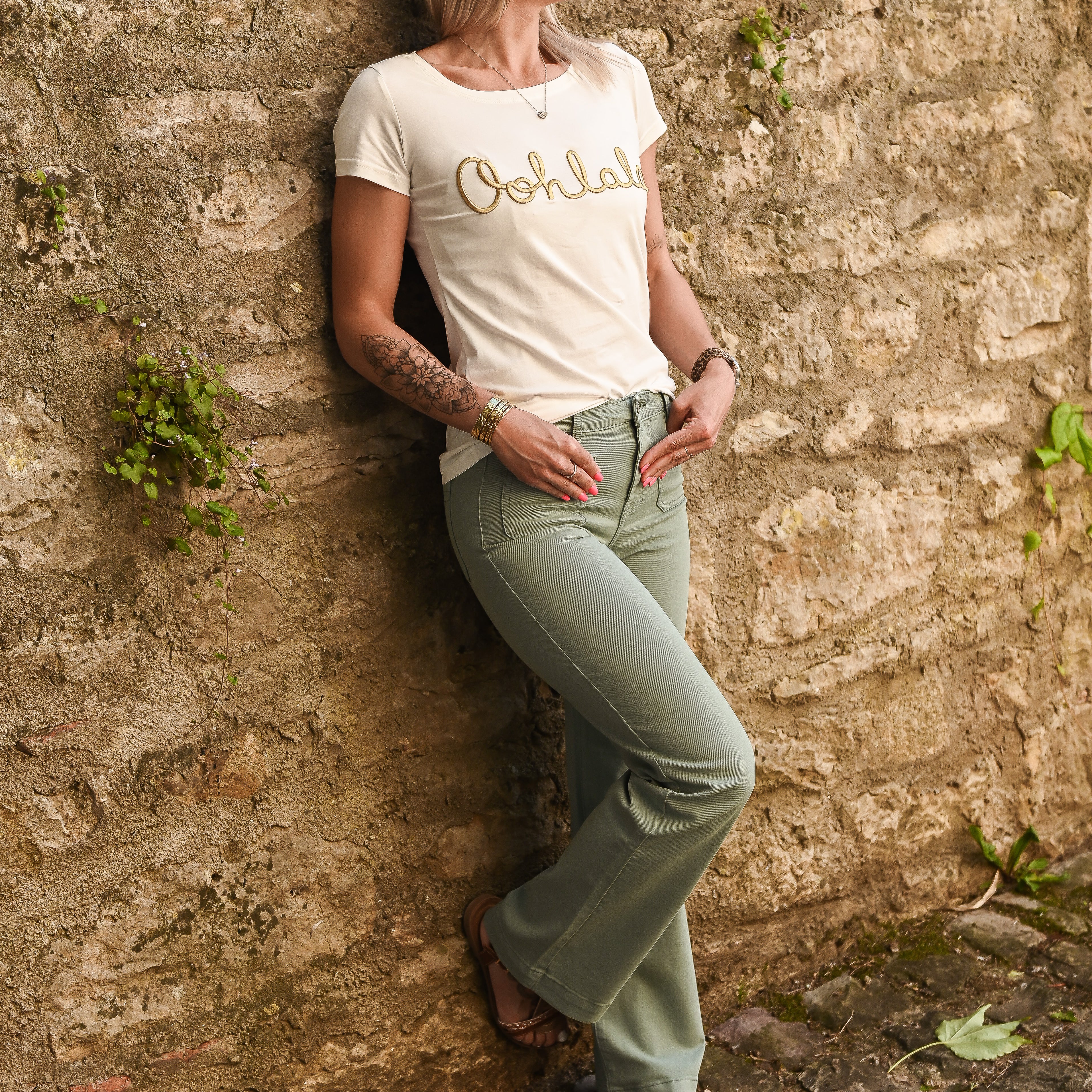 Pantalon Wide Leg vert céladon la boutique de lydie