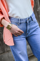 Jean Wide leg bleu clair femme revers