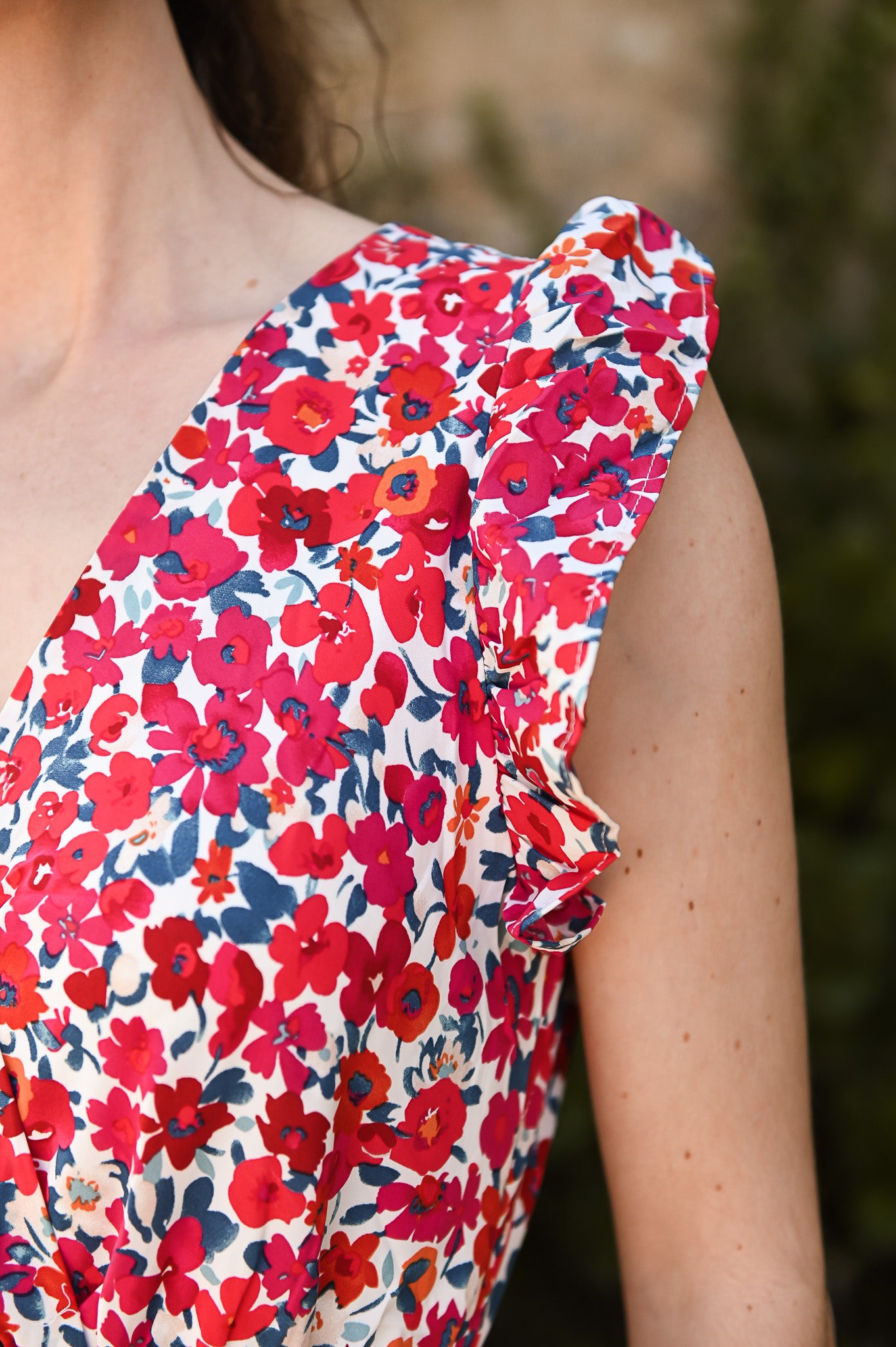 Robe courte fleuri rouge la boutique de lydie