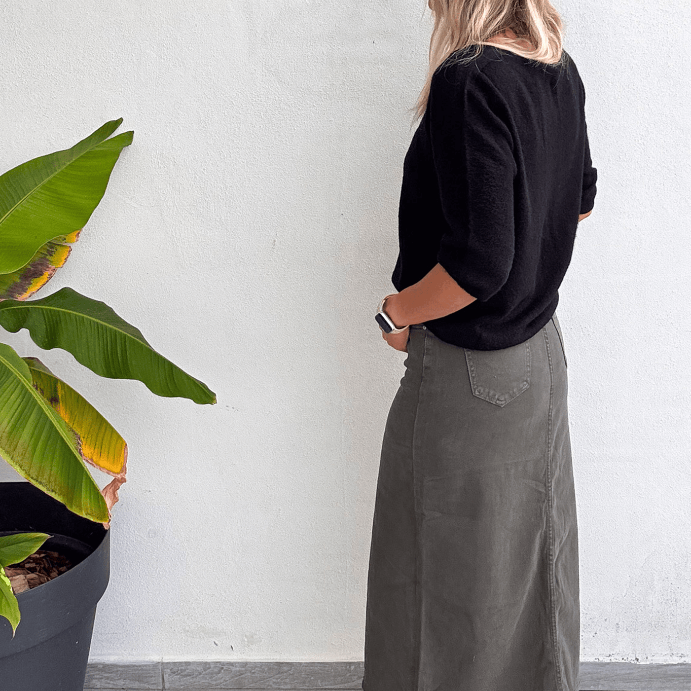 Jupe longue fendu kaki