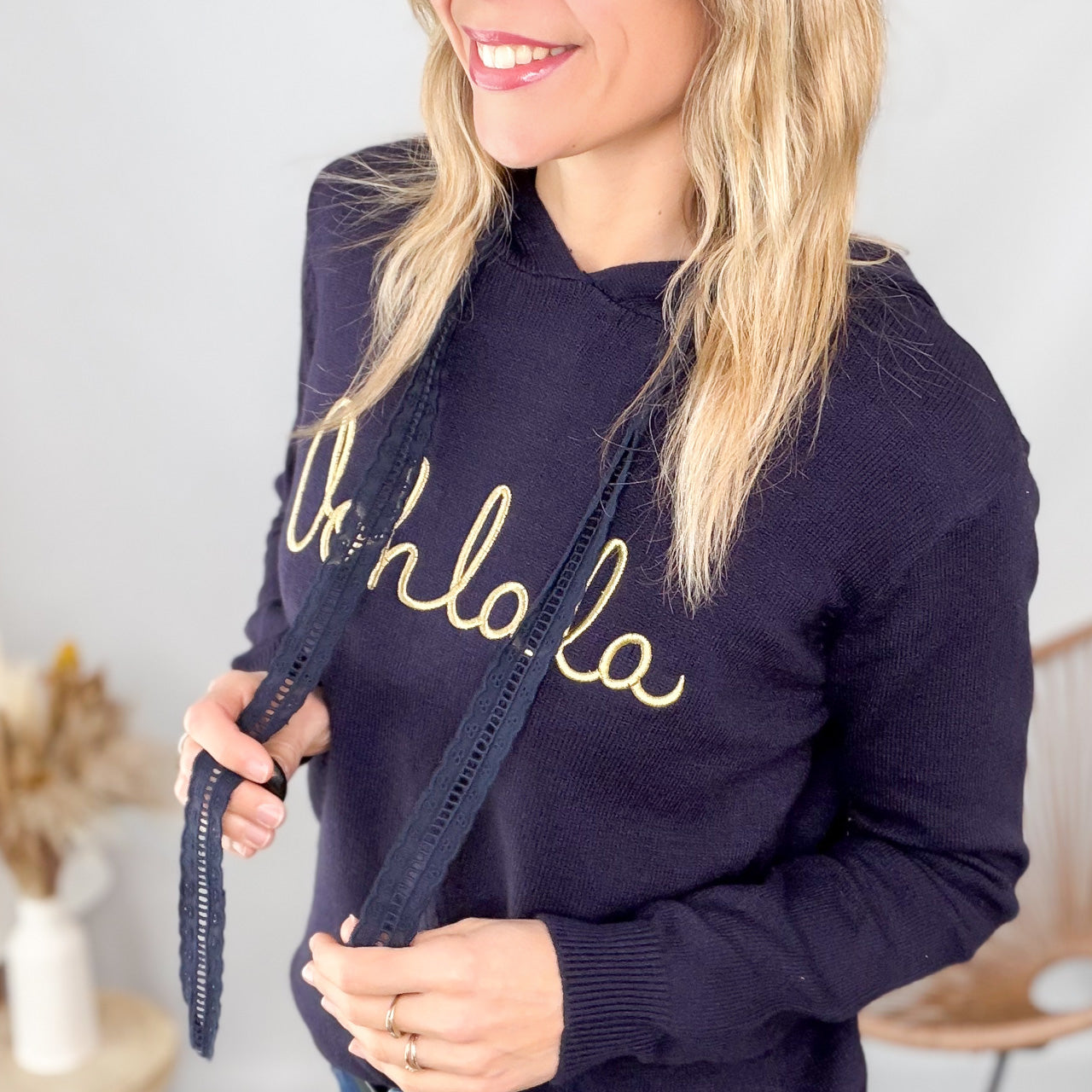 Pull Sweat à Capuche "Oohlala" – Marine