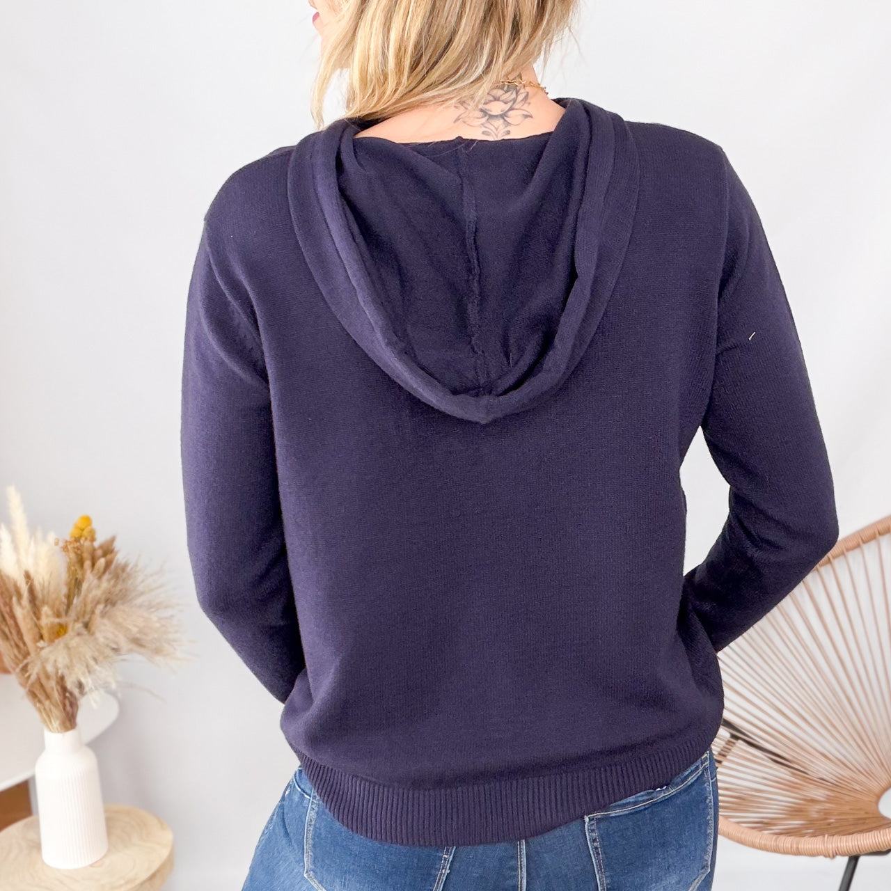 Pull Sweat à Capuche "Oohlala" – Marine