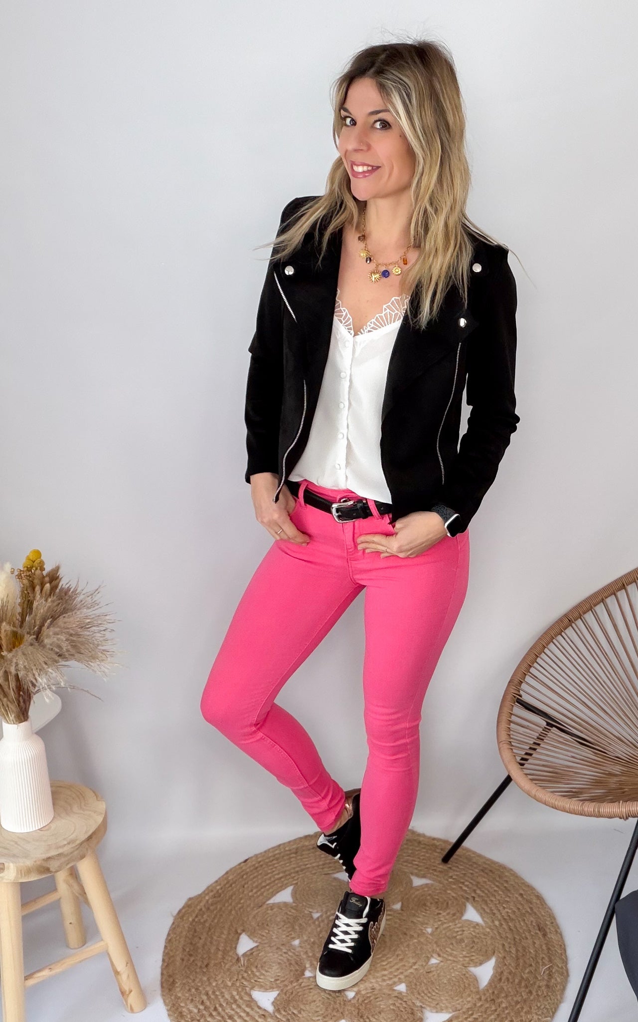 Jean Skinny Rose Fuchsia la boutique de lydie