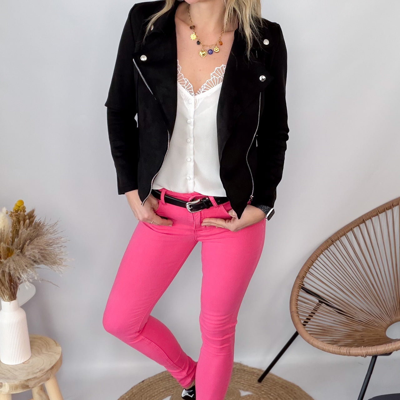 Jean Skinny Rose Fuchsia femme