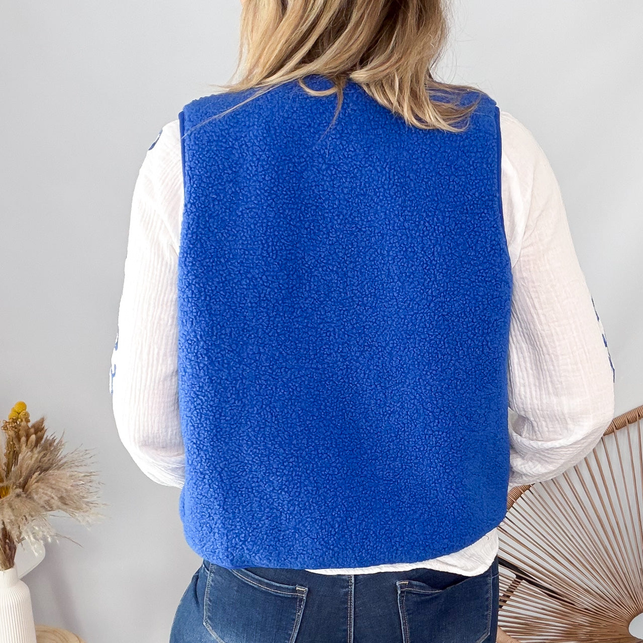 Gilet Sans Manches moumoute bleu electrique