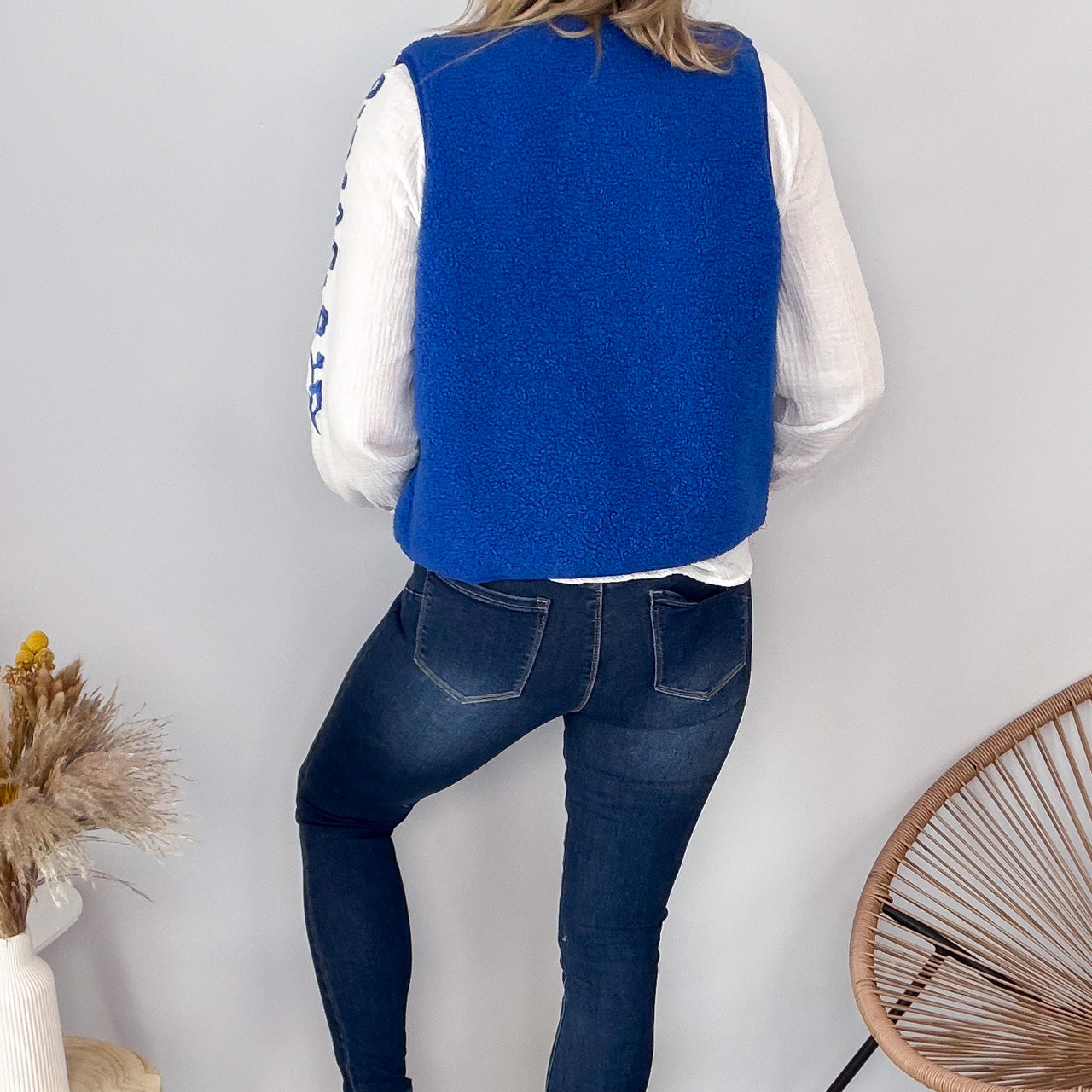 Gilet Sans Manches moumoute bleu electrique