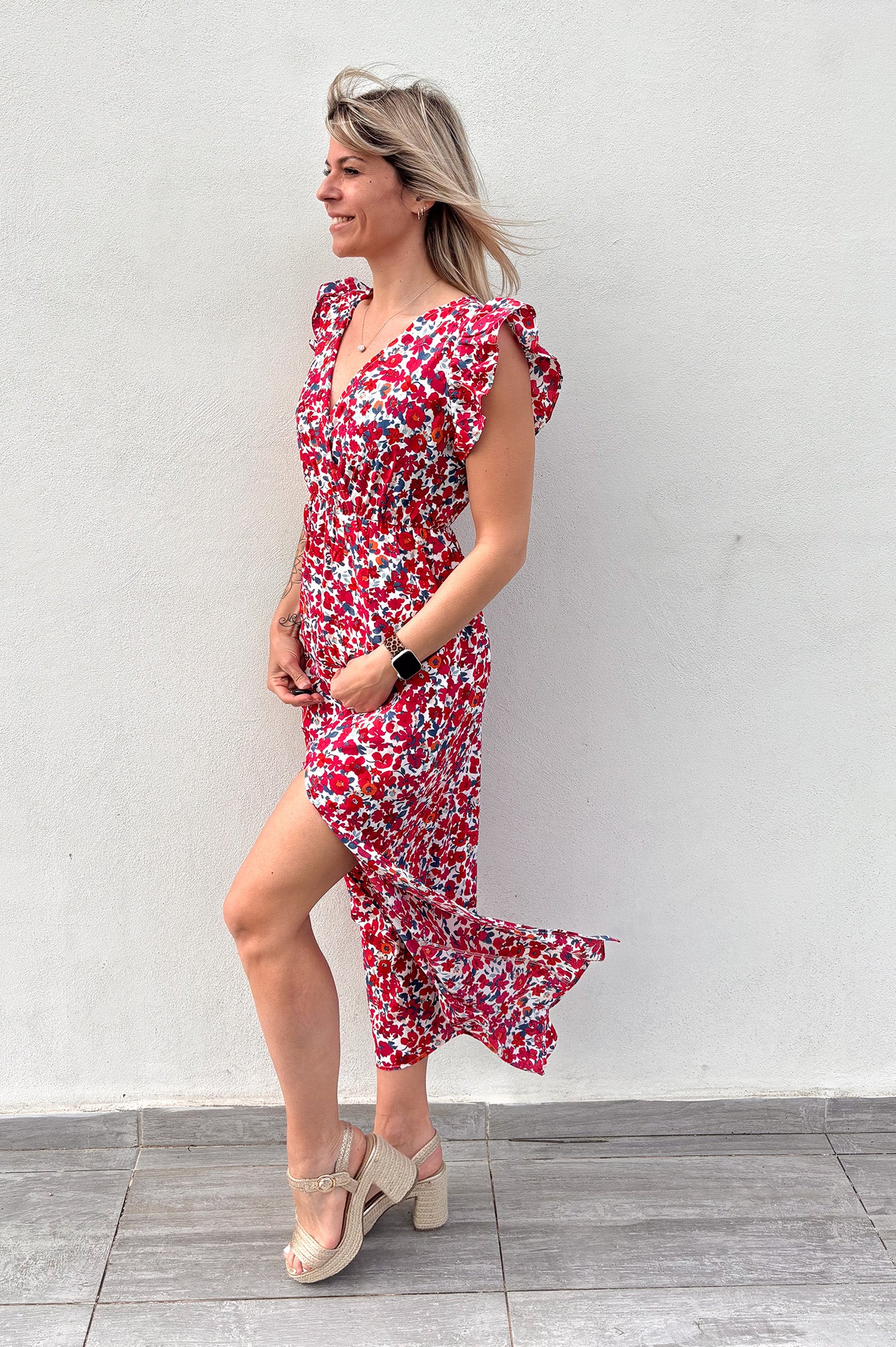Robe longue fushia et rouge la boutique de lydie