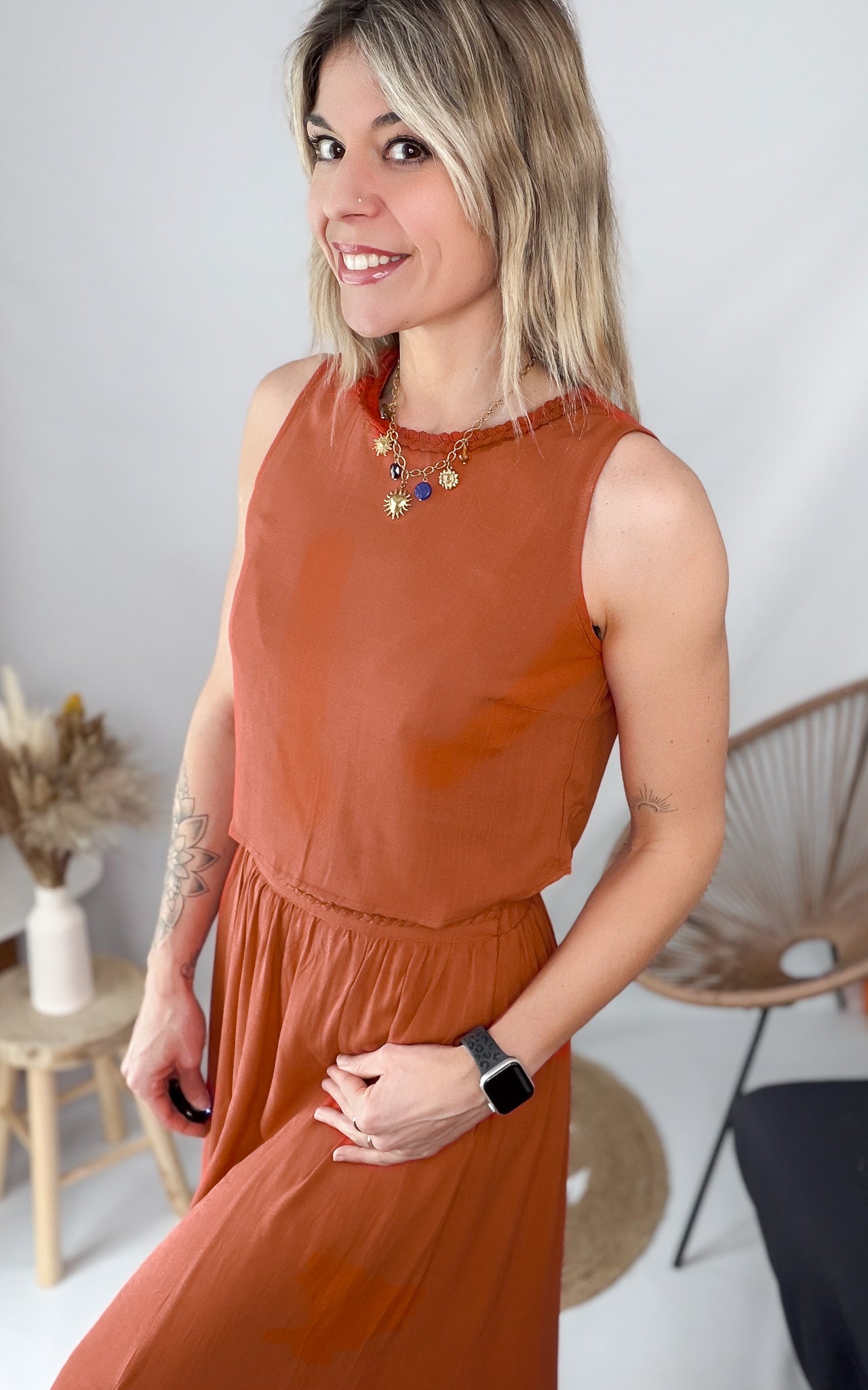 Ensemble Jupe & Crop Top Sonia – Terracotta