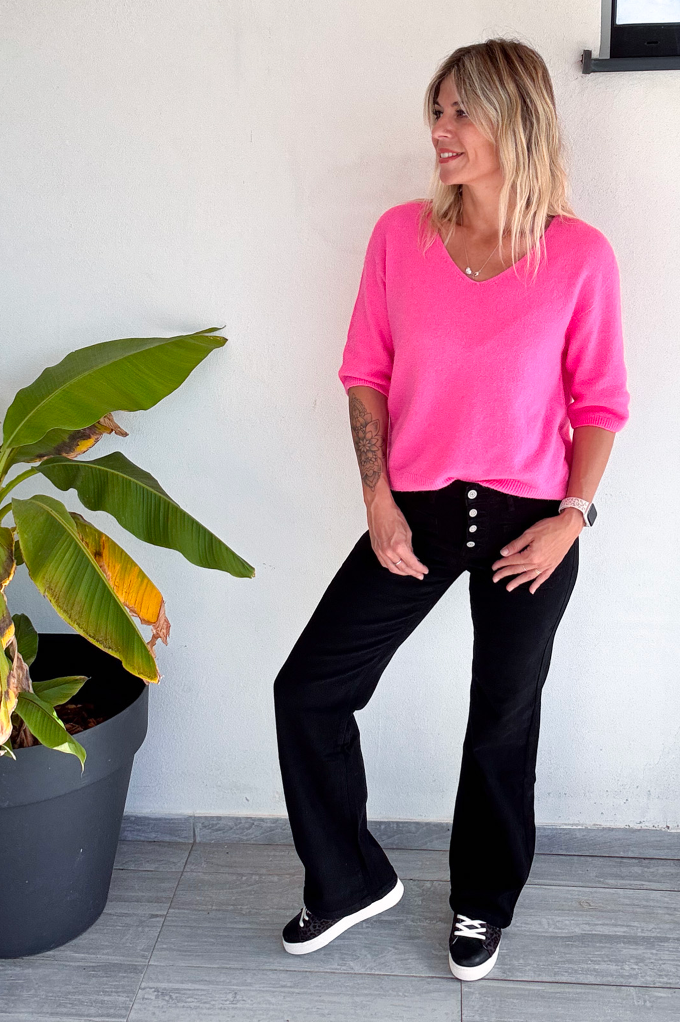 Jean flare noir évasé femme