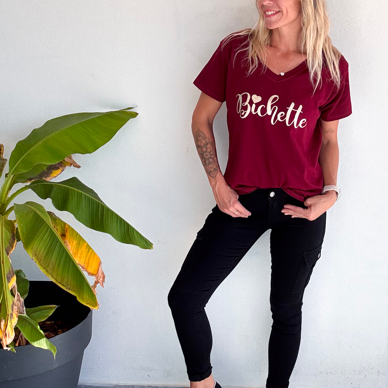 Skinny cargo noir femme