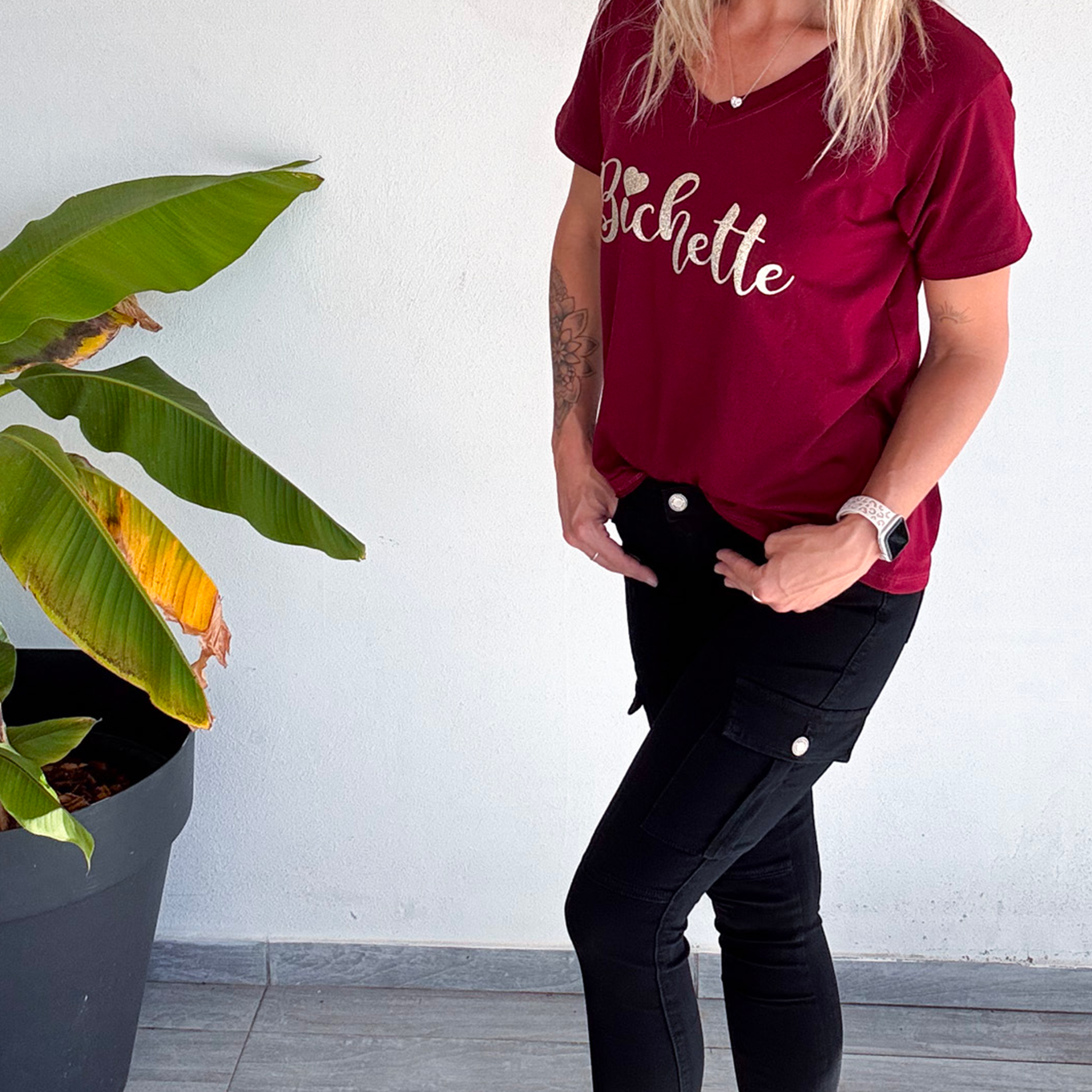 Skinny cargo noir femme