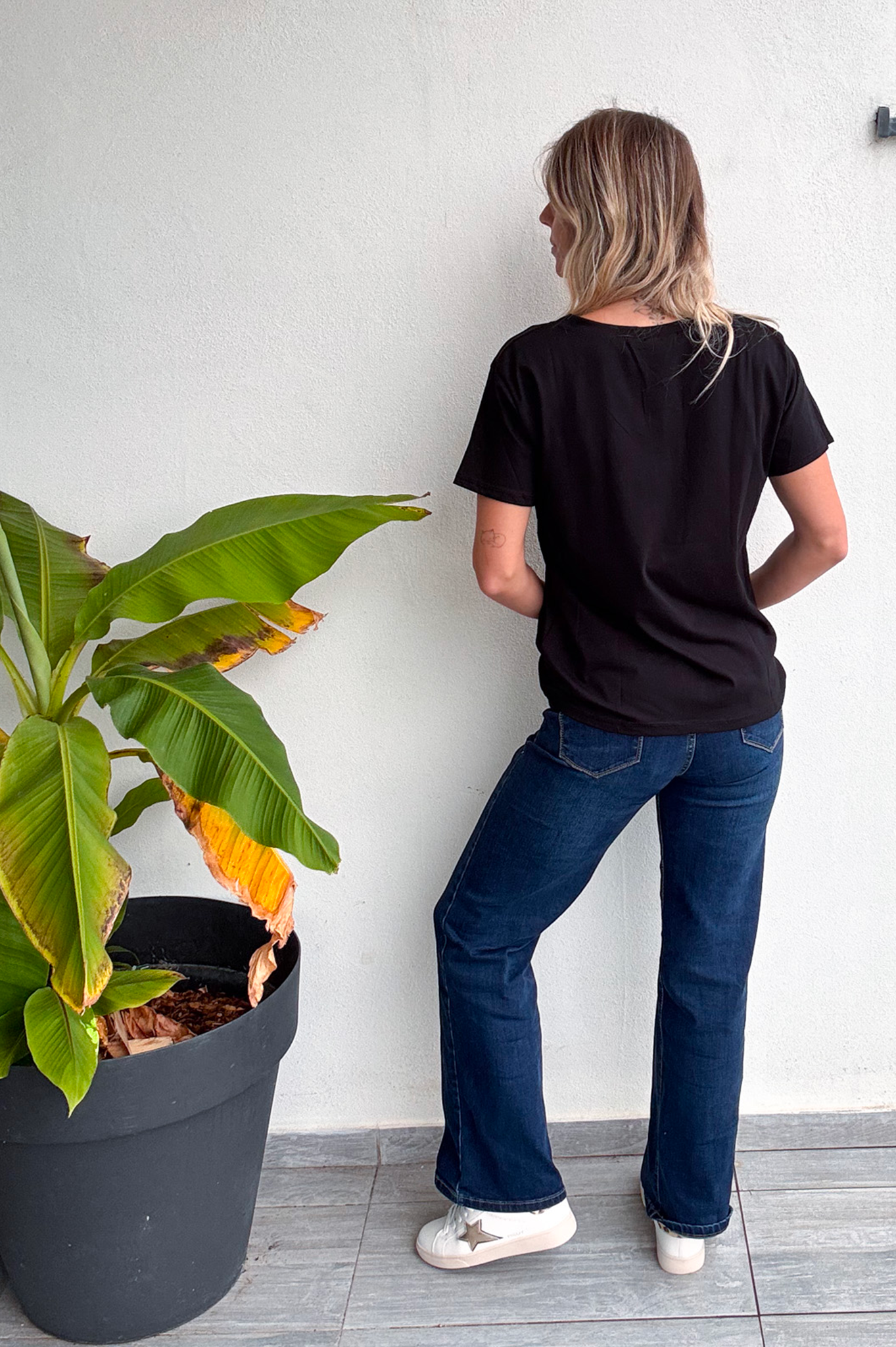 T-shirt noir, Brodé "Amour"