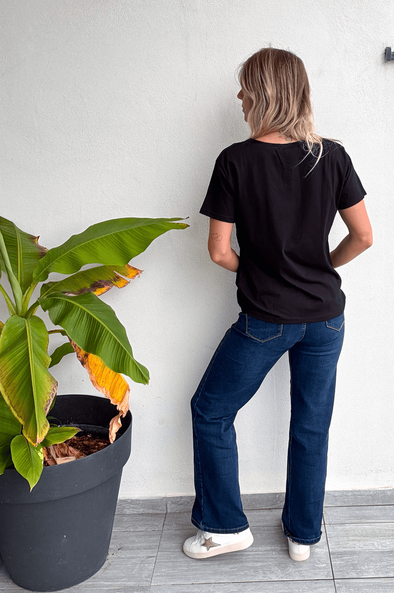 T-shirt noir, Brodé "Amour"