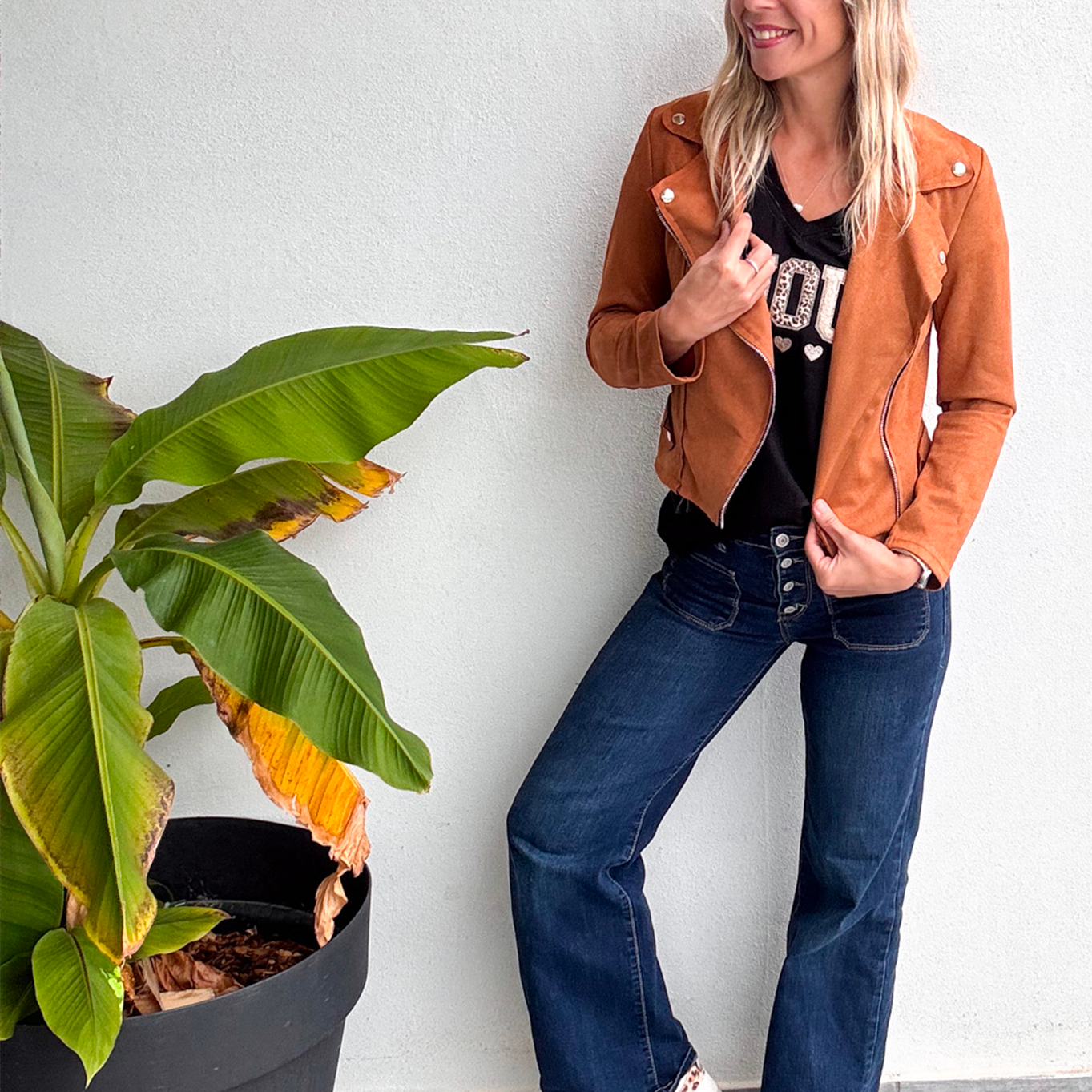 perfecto suedine camel femme