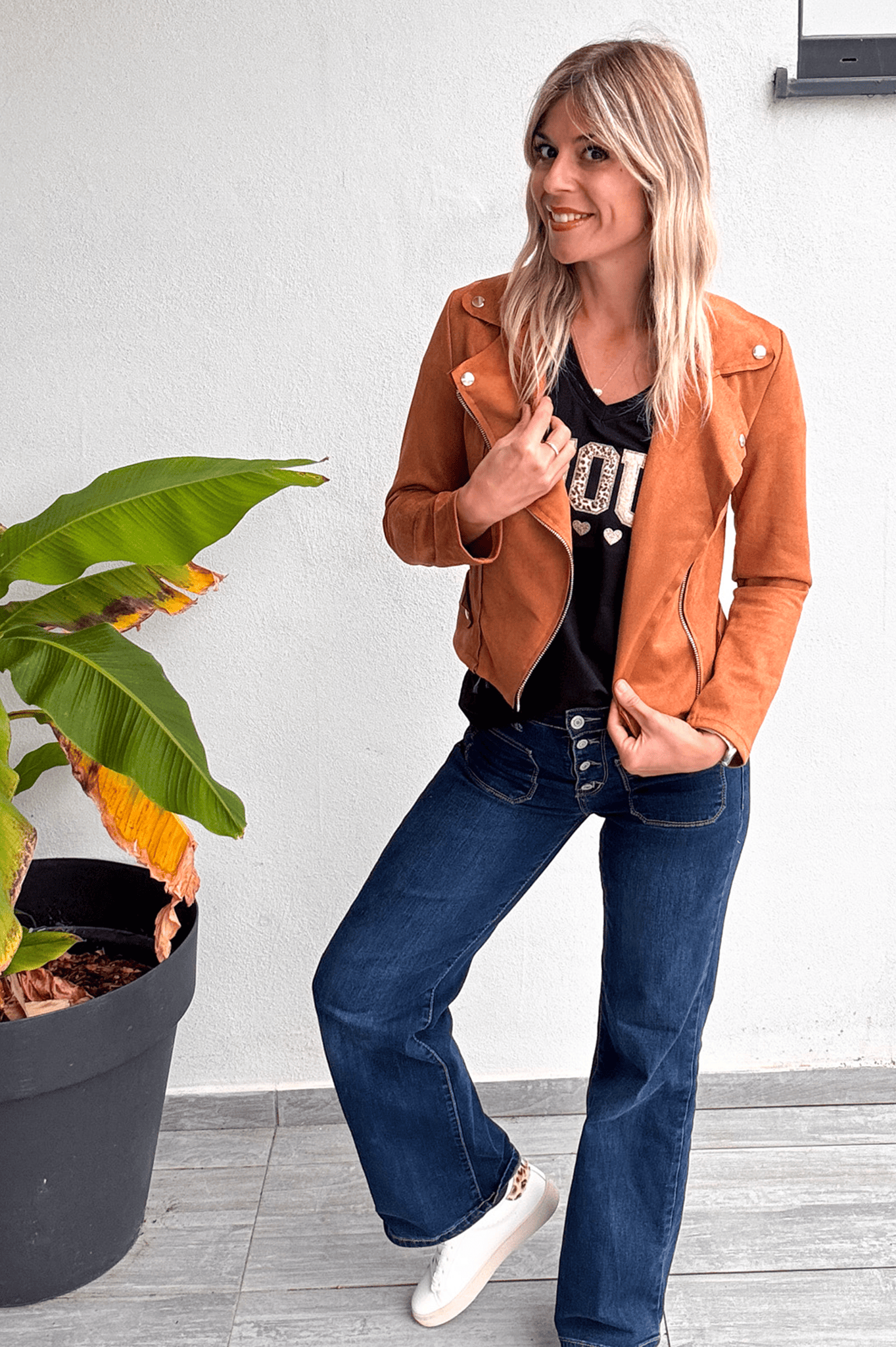 perfecto suedine camel femme