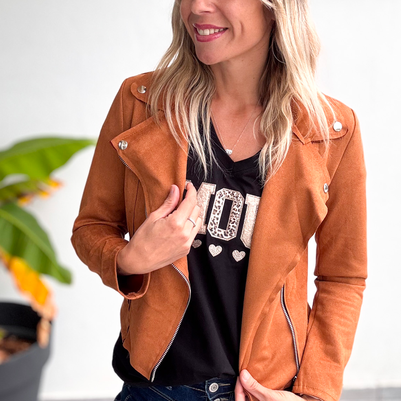 perfecto suedine camel femme