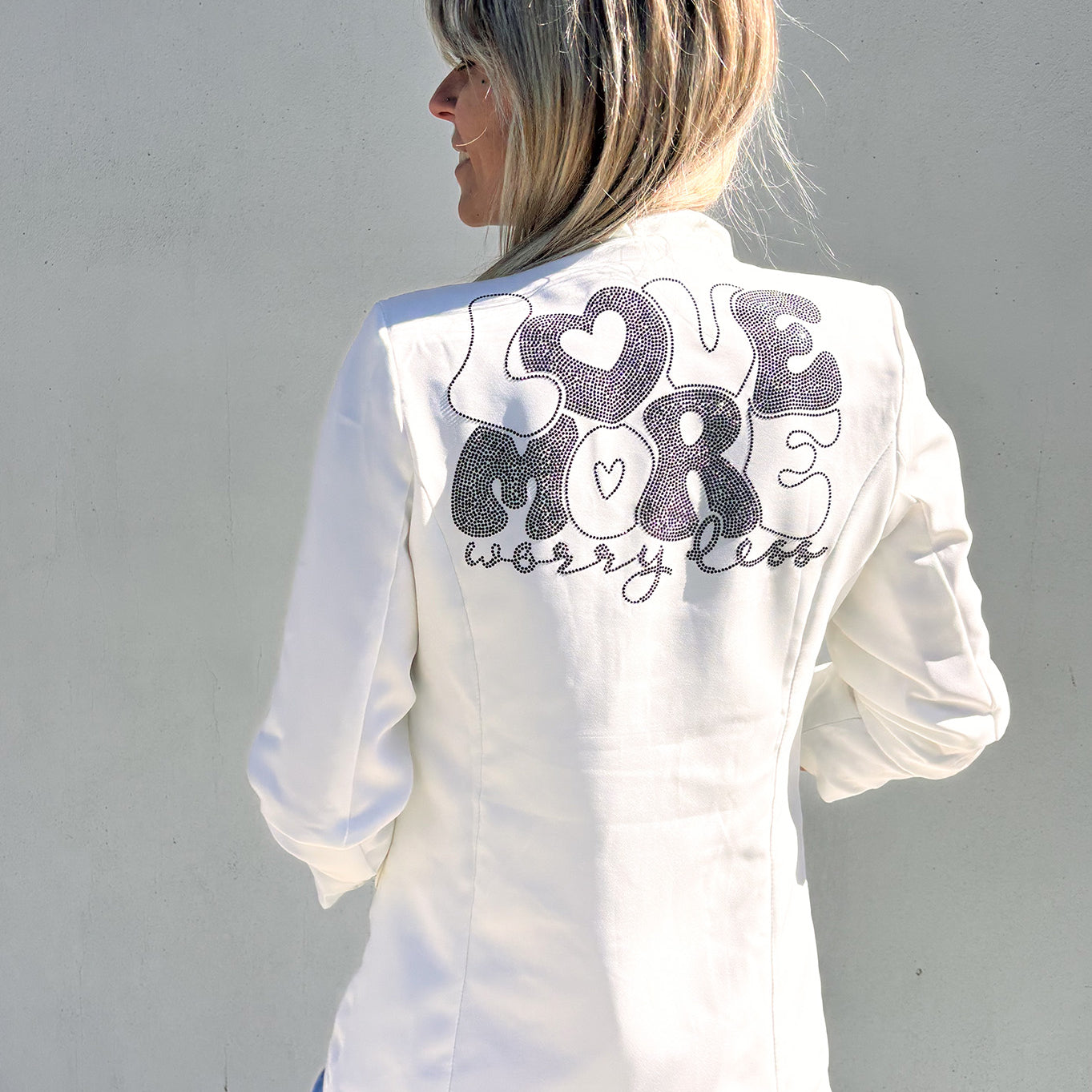 Blazer unis mi-long blanc femme