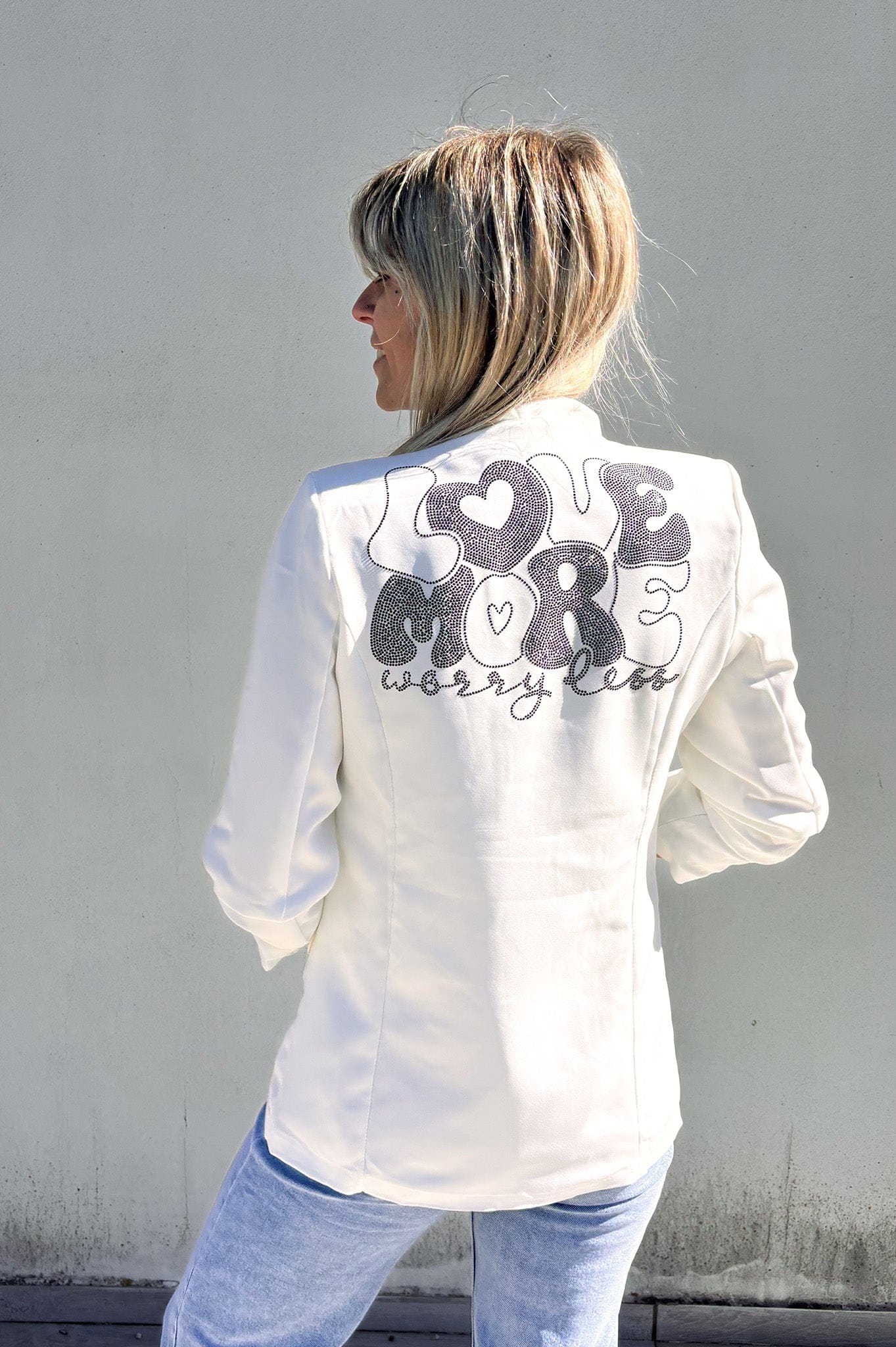 Blazer unis mi-long blanc femme