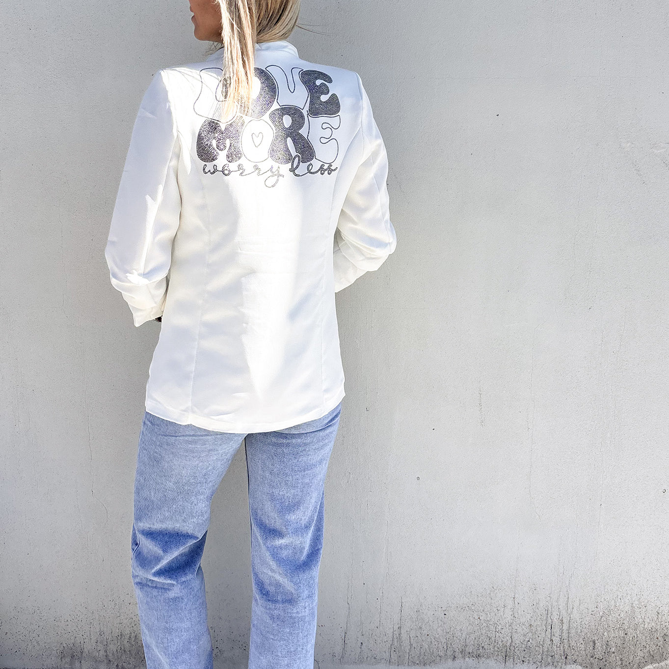 Blazer unis mi-long blanc femme