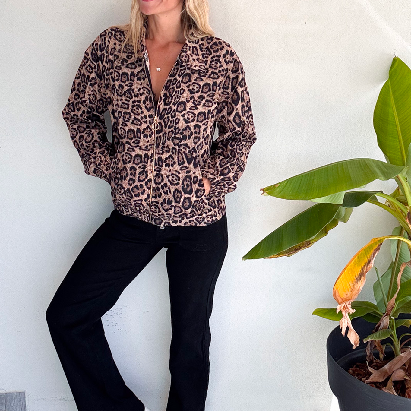 veste Bombers velours léopard